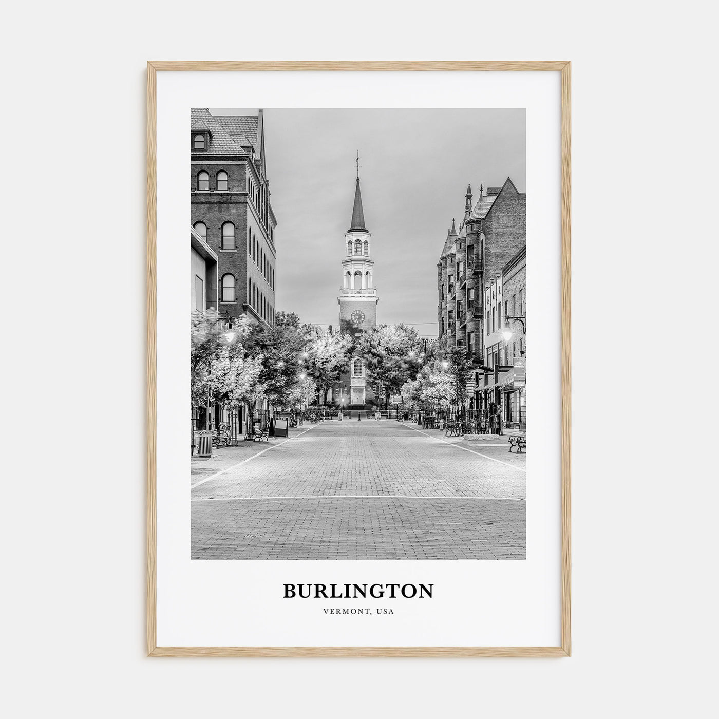 Burlington, Vermont Portrait B&W Poster