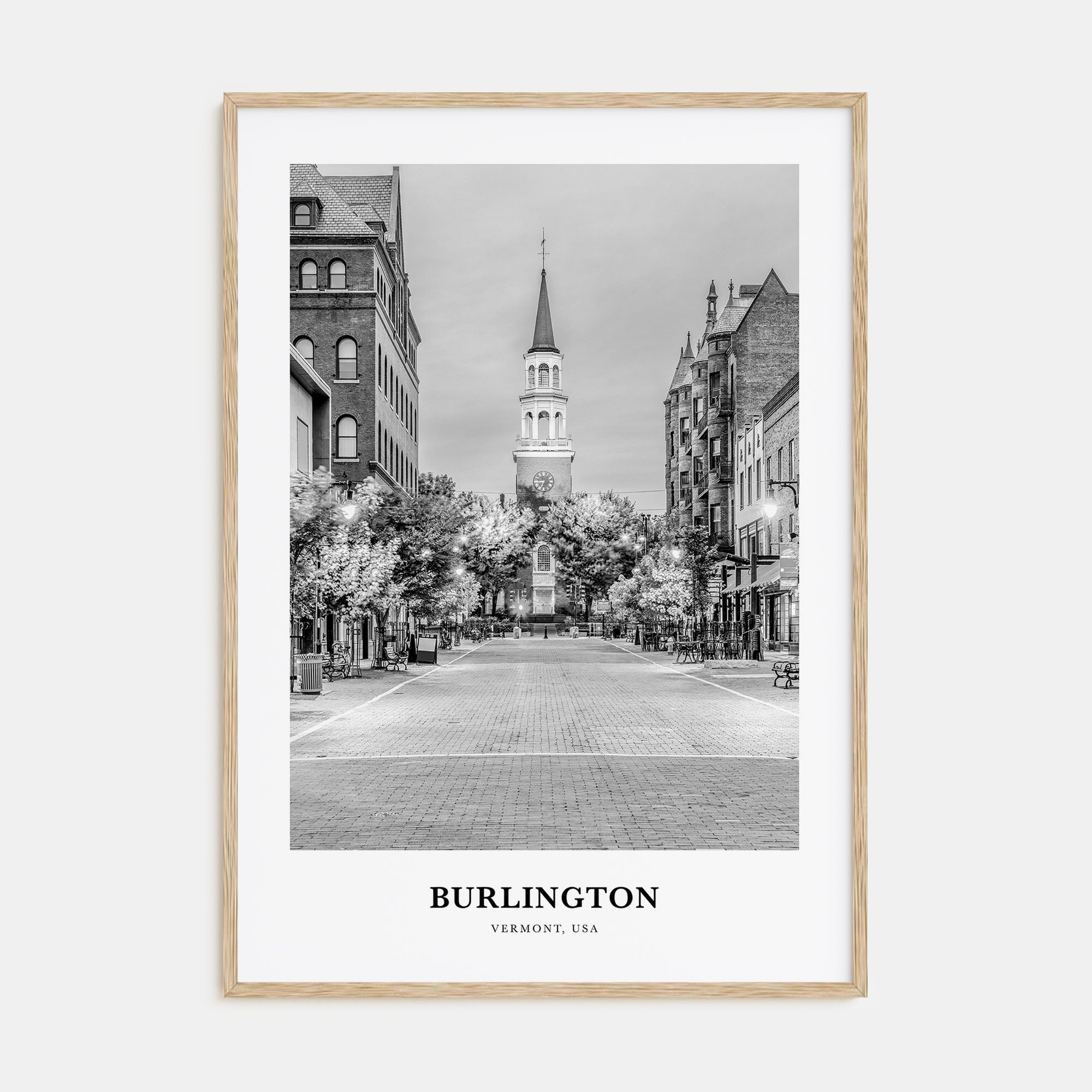 Burlington, Vermont Portrait B&W Poster
