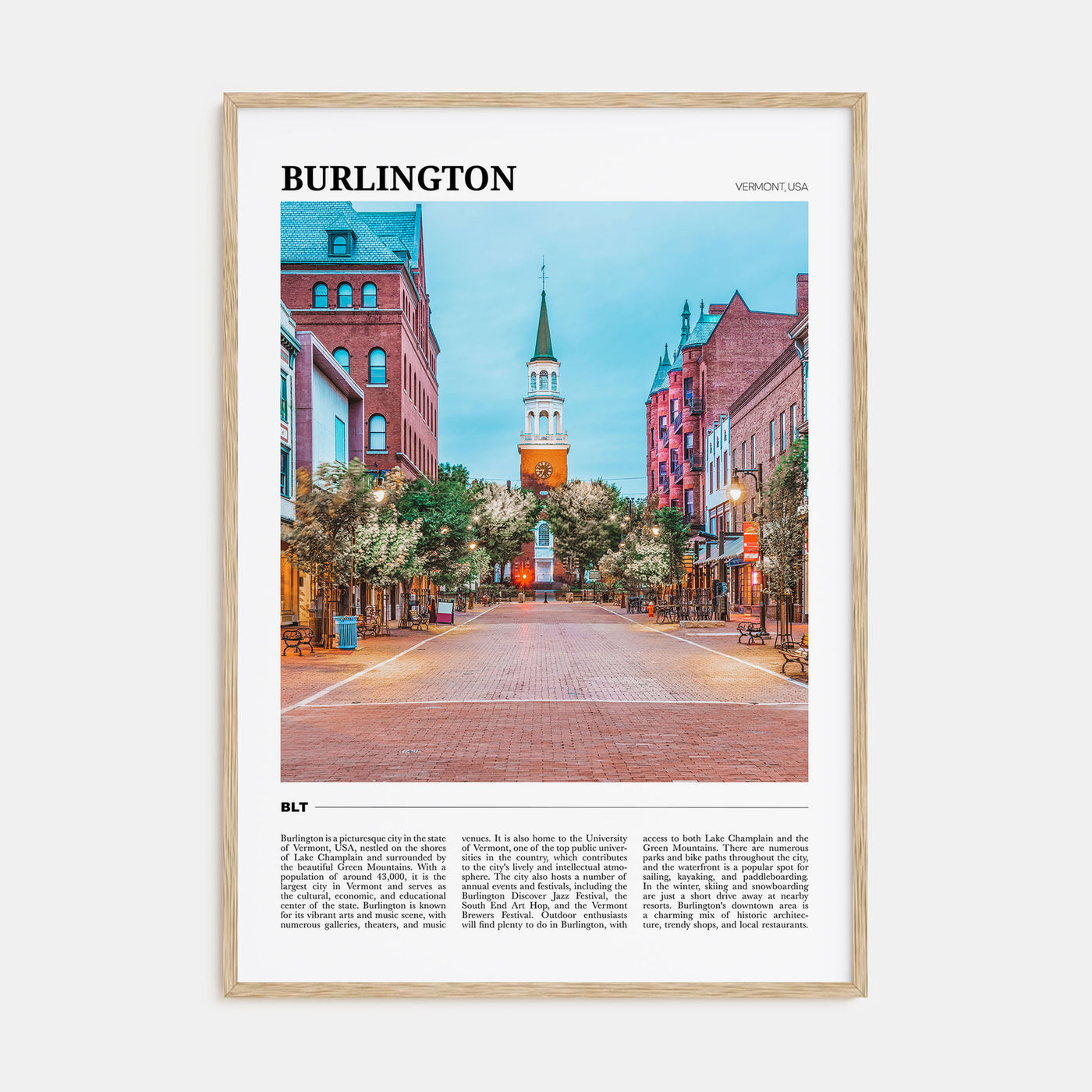 Burlington, Vermont Travel Color Poster