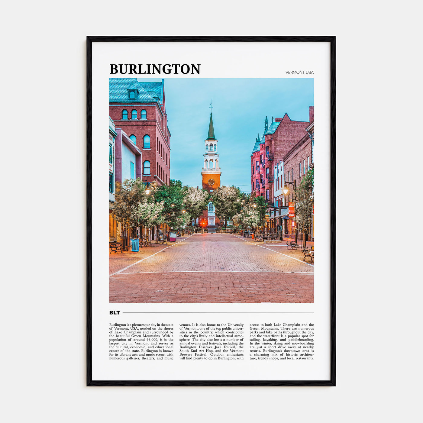 Burlington, Vermont Travel Color Poster