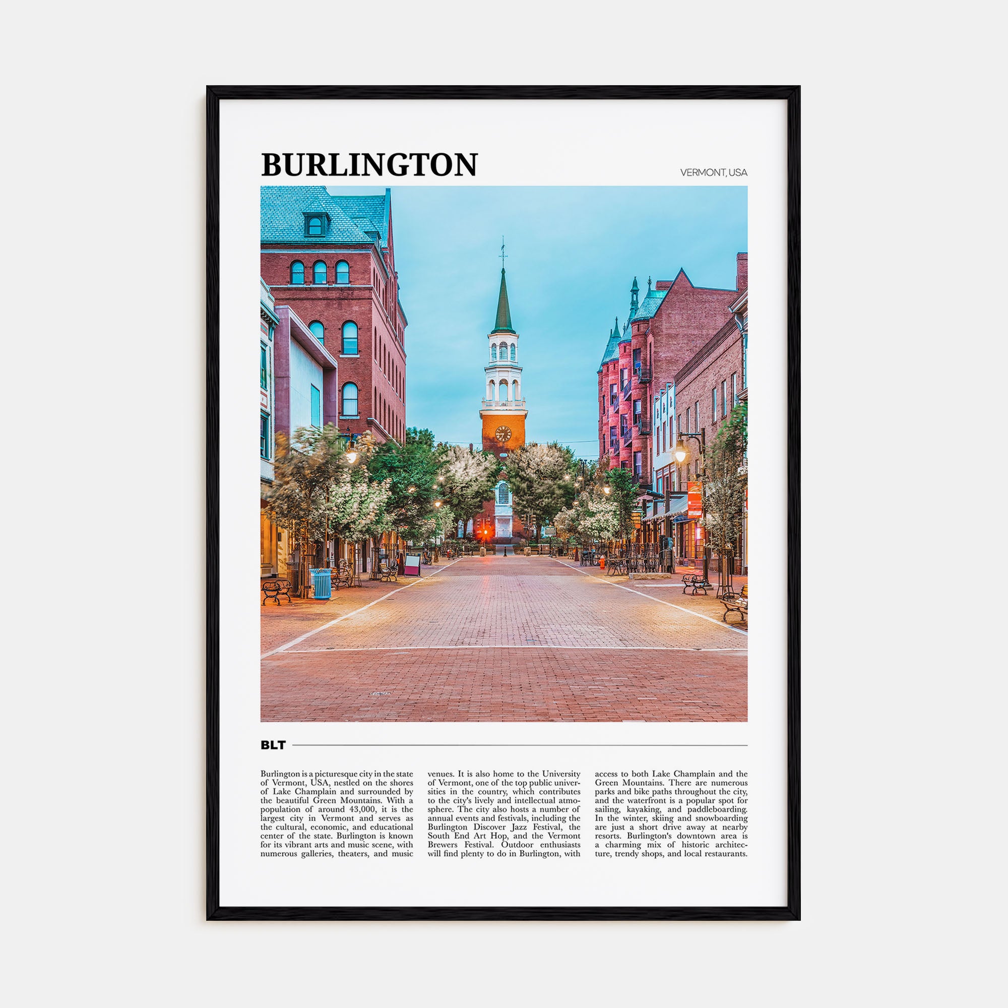 Burlington, Vermont Travel Color Poster