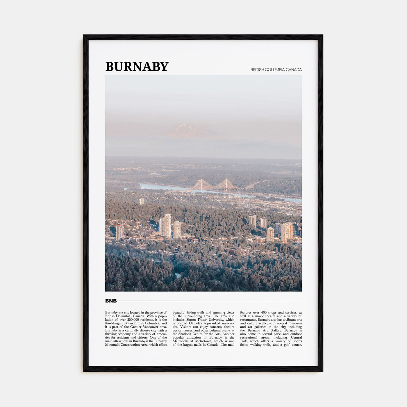 Burnaby Travel Color Poster