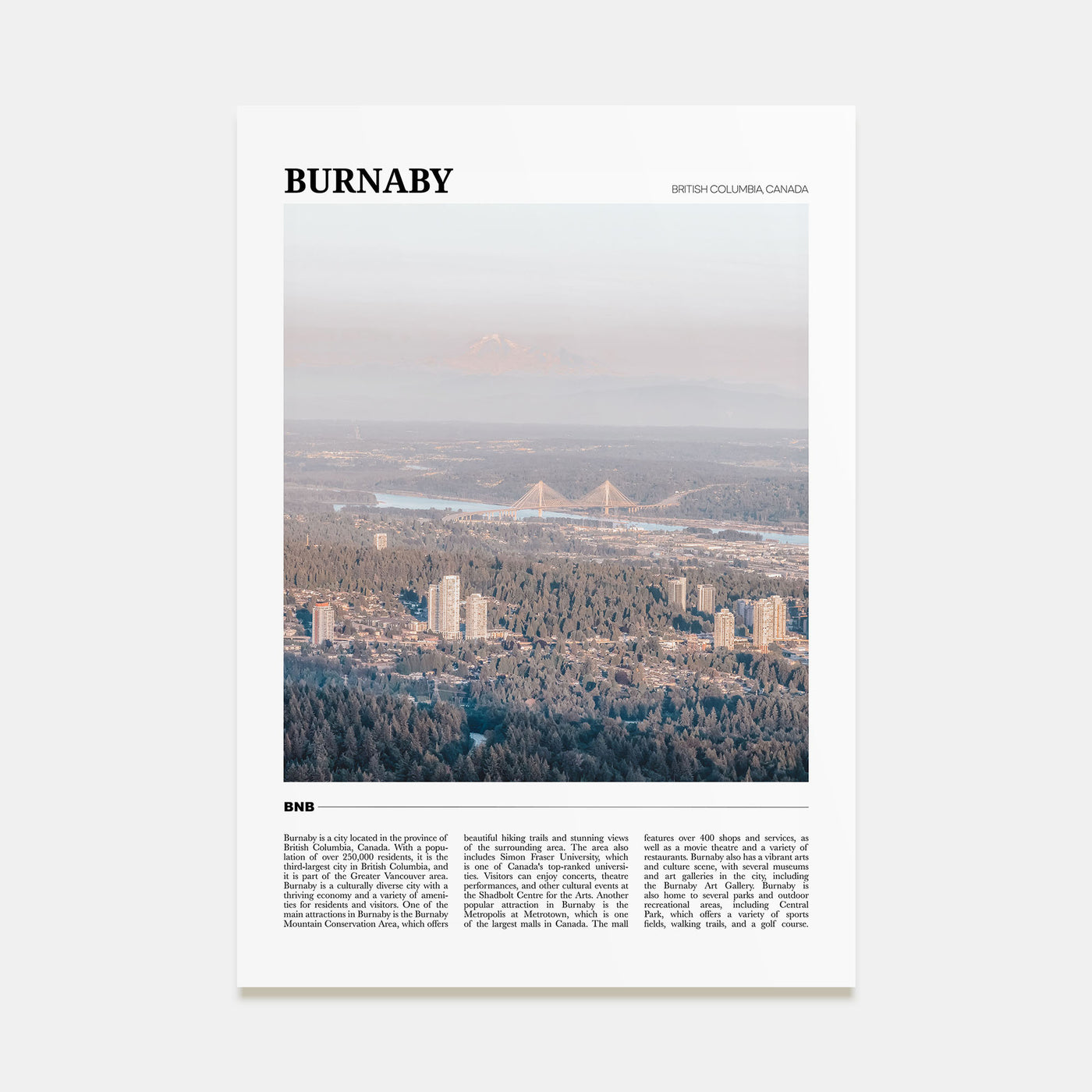 Burnaby Travel Color Poster