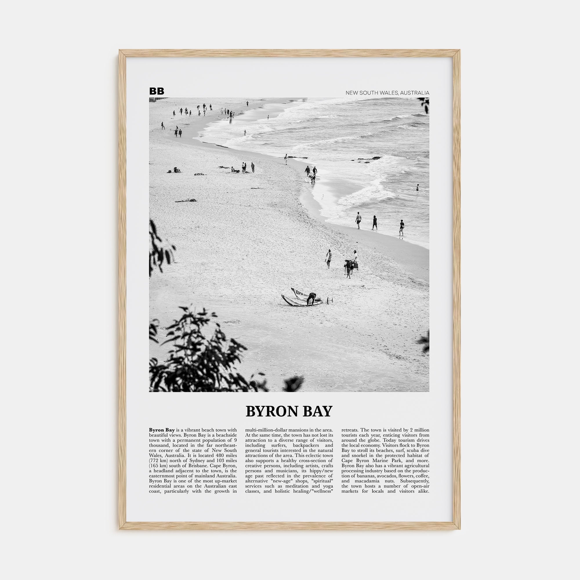 Byron Bay Travel B&W No 1 Poster