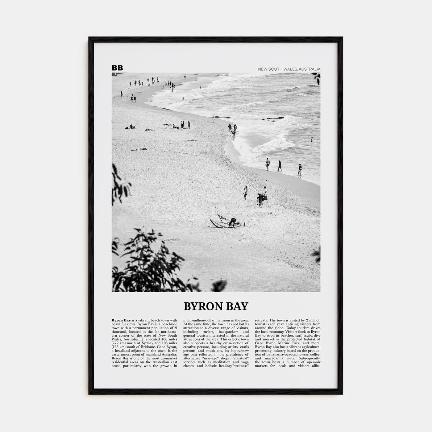 Byron Bay Travel B&W No 1 Poster