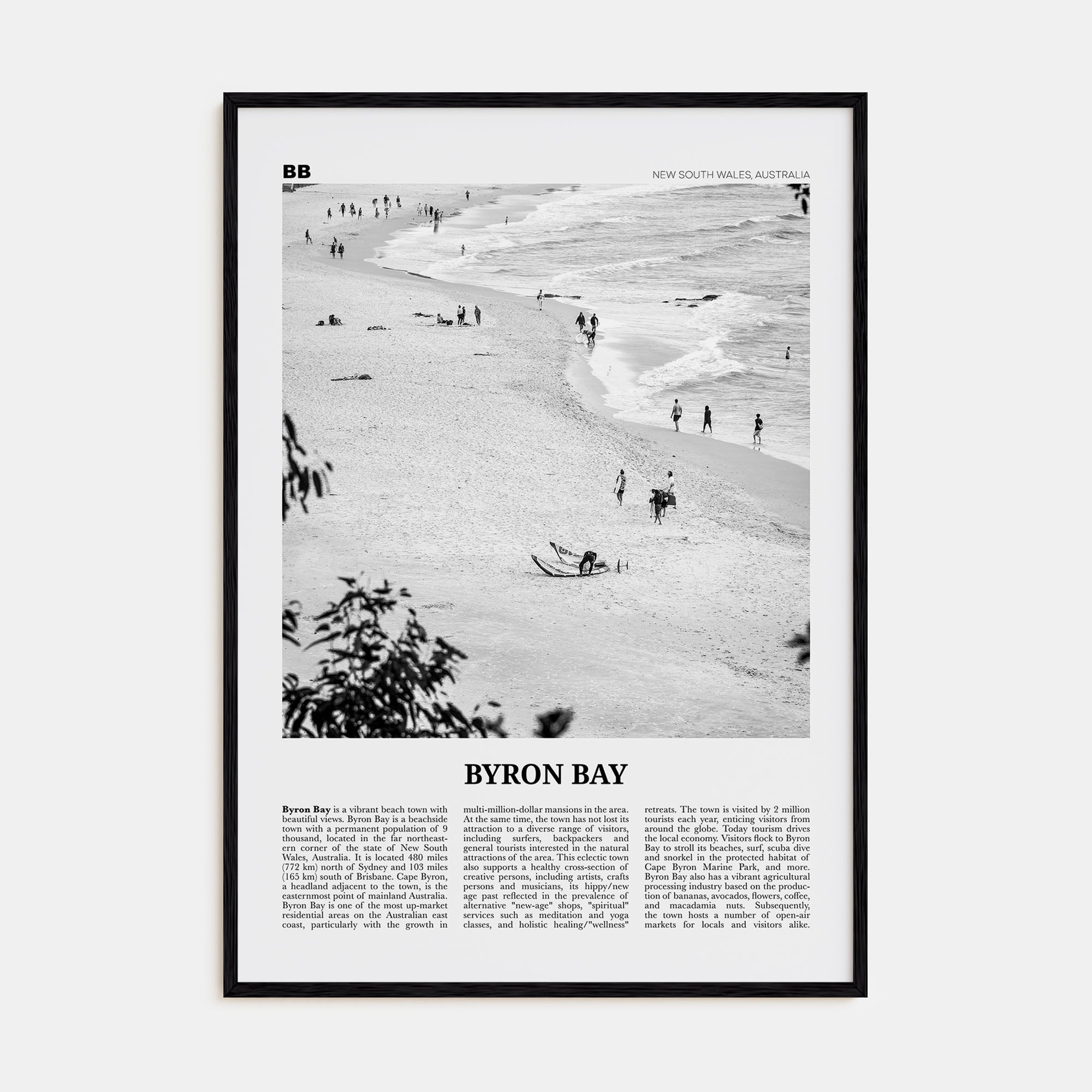 Byron Bay Travel B&W No 1 Poster
