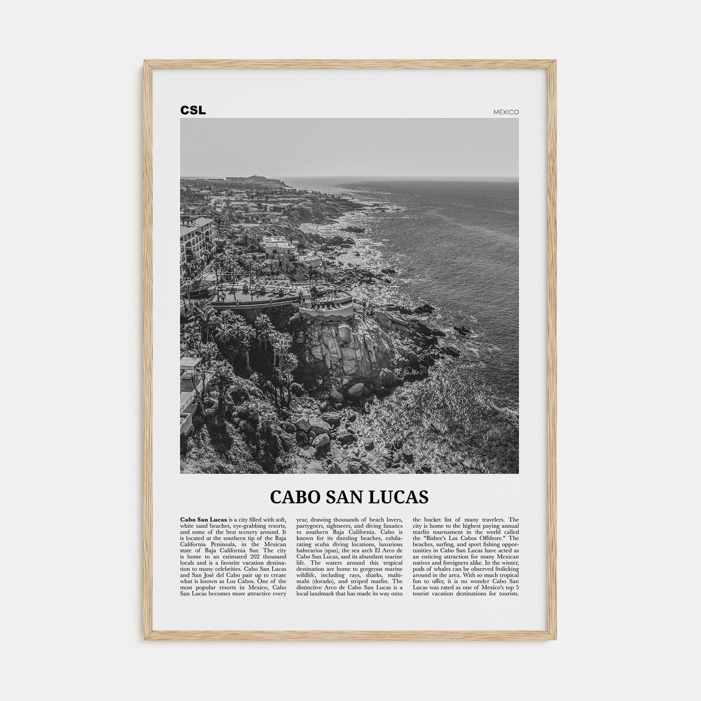 Cabo San Lucas Travel B&W Poster