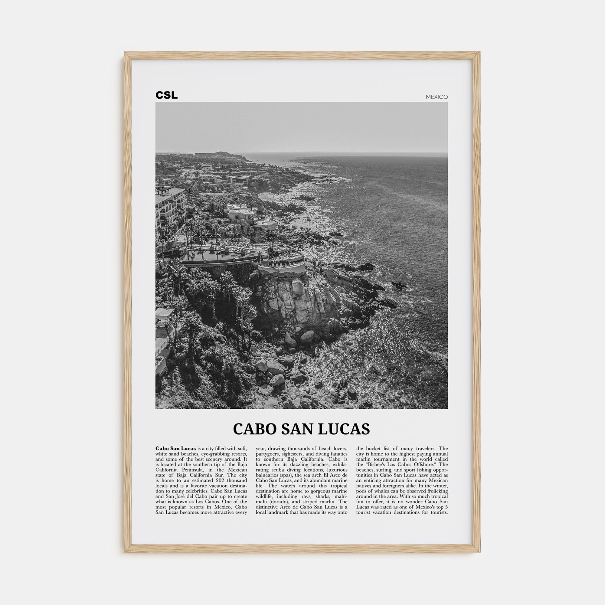 Cabo San Lucas Travel B&W Poster