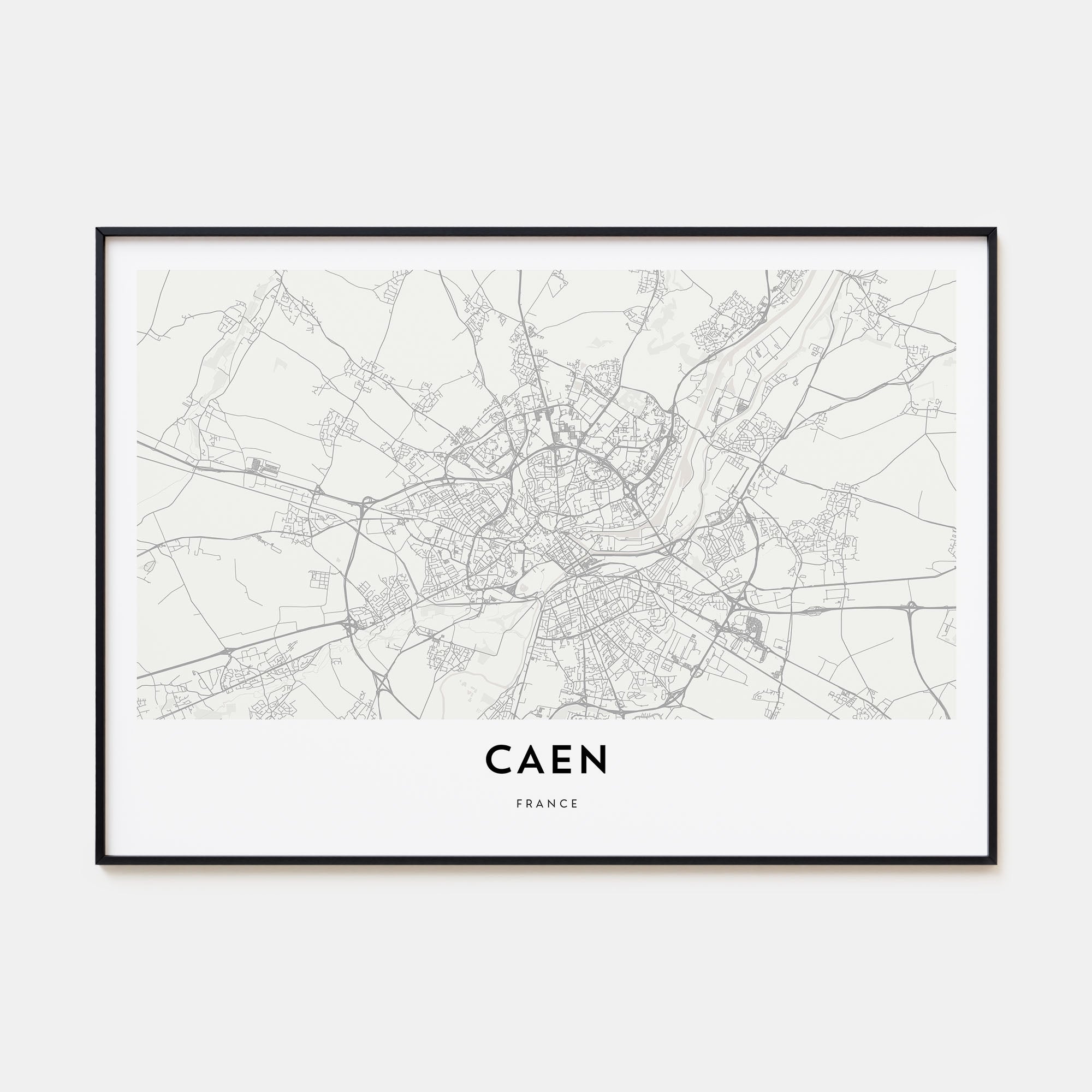 Caen Map Landscape Poster