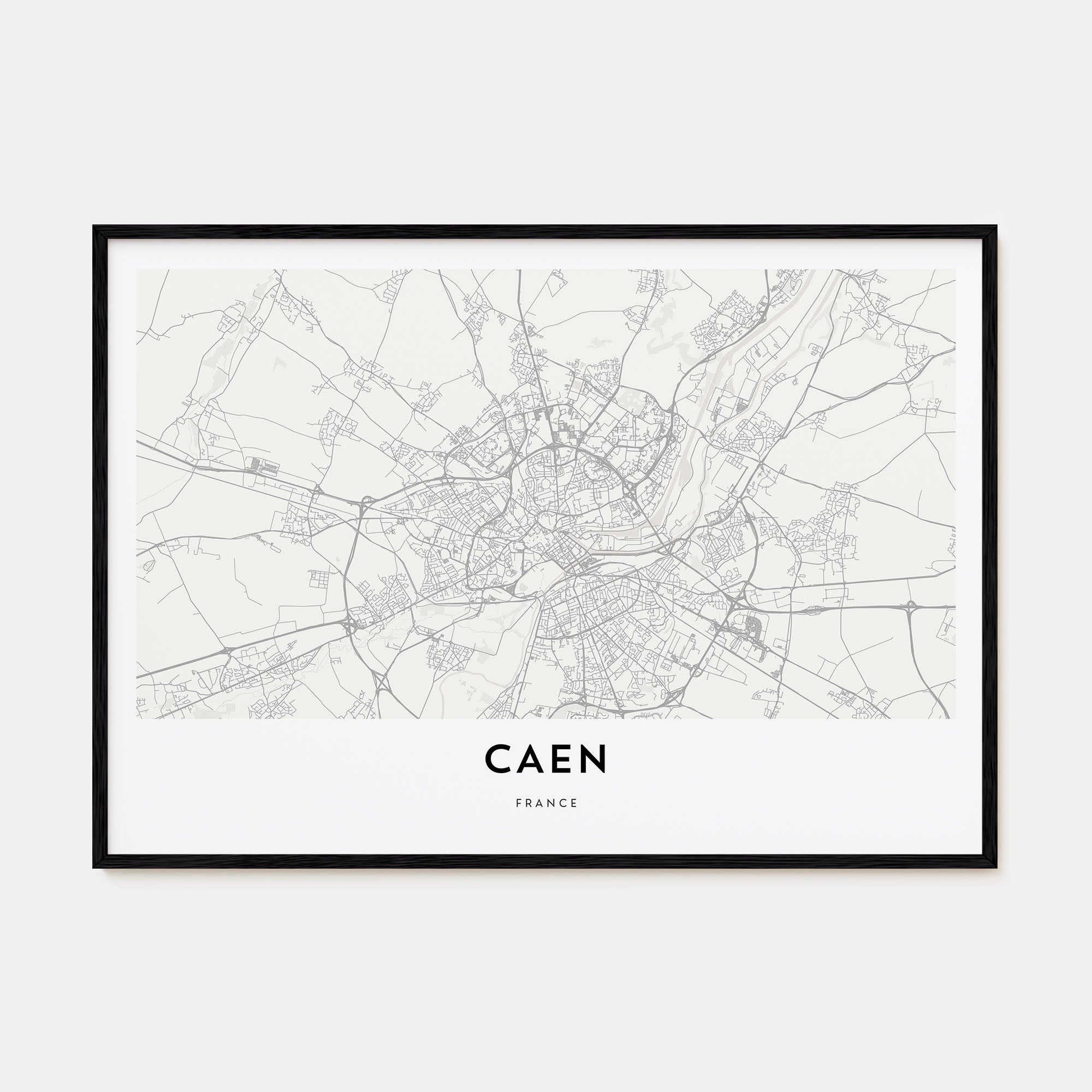 Caen Map Landscape Poster