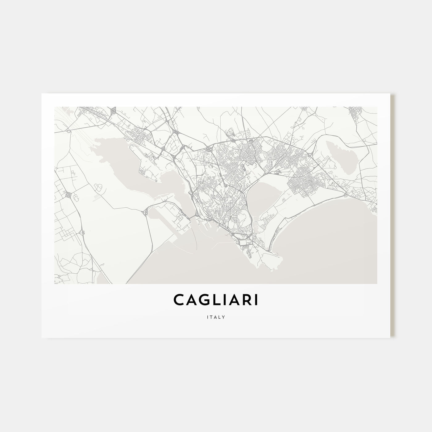 Cagliari Map Landscape Poster