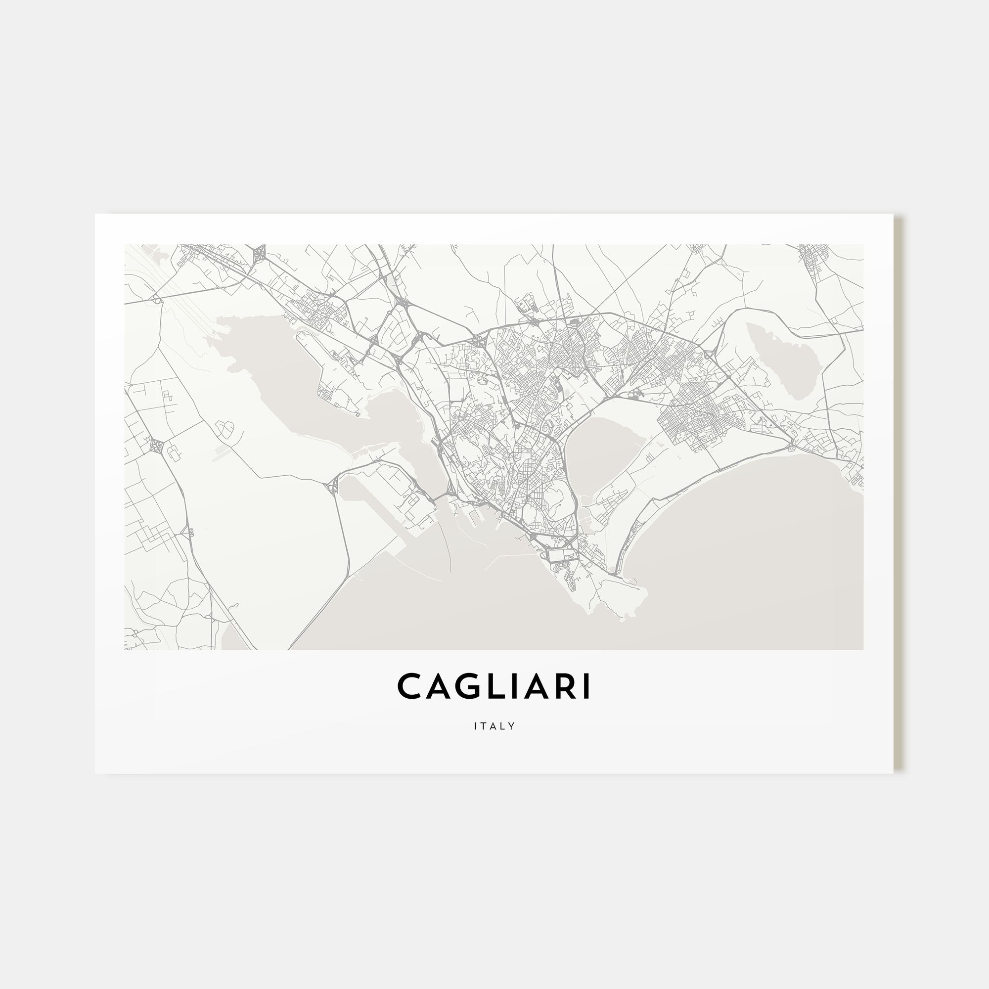 Cagliari Map Landscape Poster