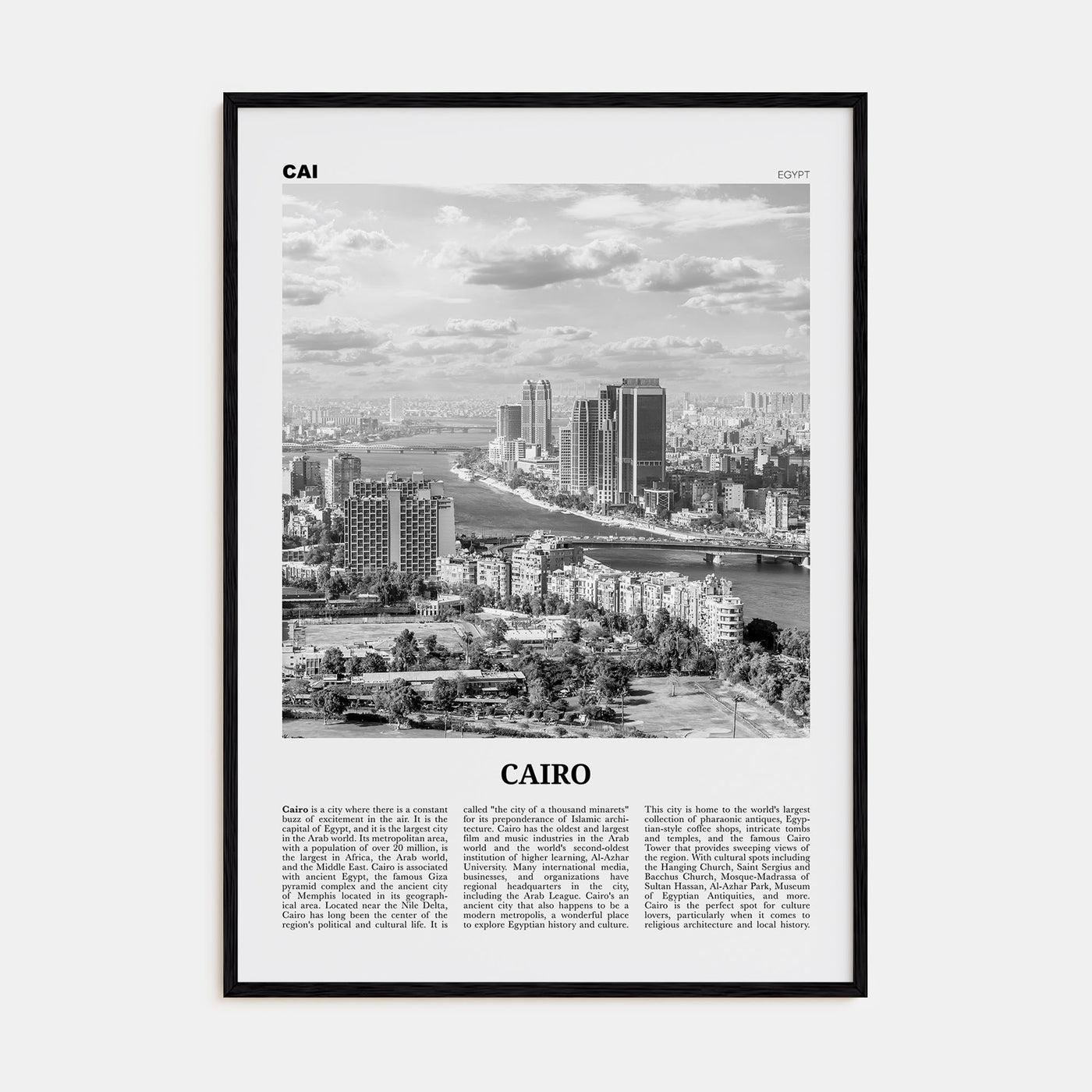 Cairo Travel B&W No 1 Poster