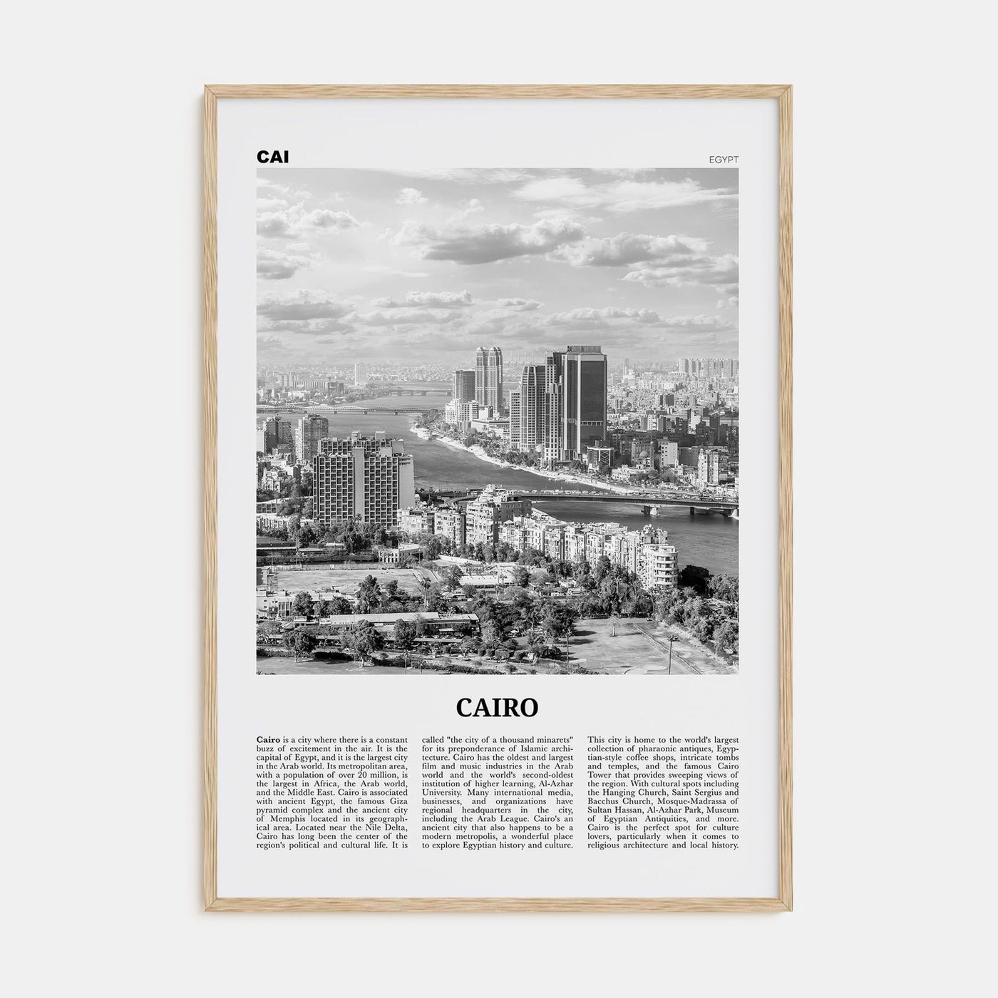 Cairo Travel B&W No 1 Poster
