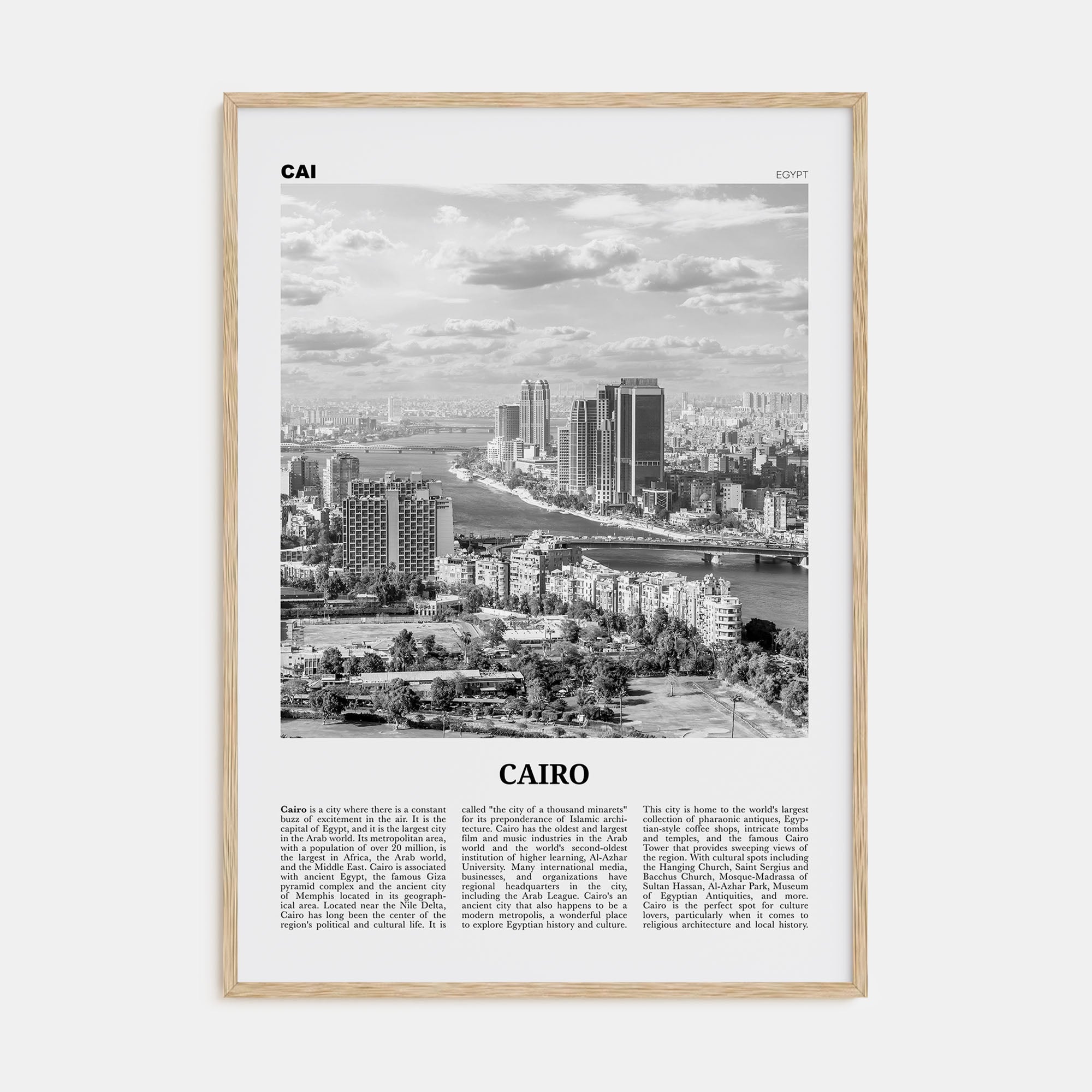Cairo Travel B&W No 1 Poster