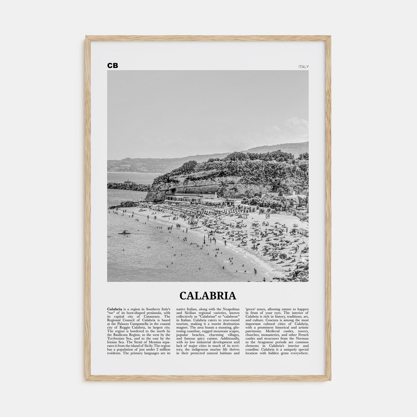 Calabria Travel B&W Poster