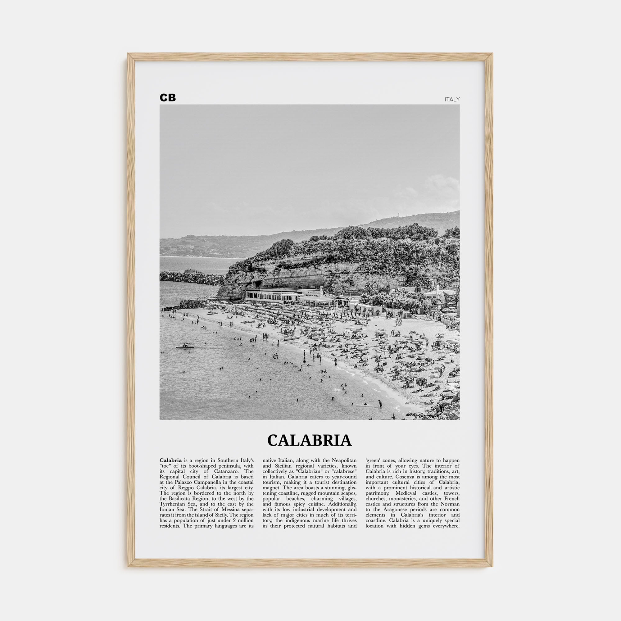 Calabria Travel B&W Poster