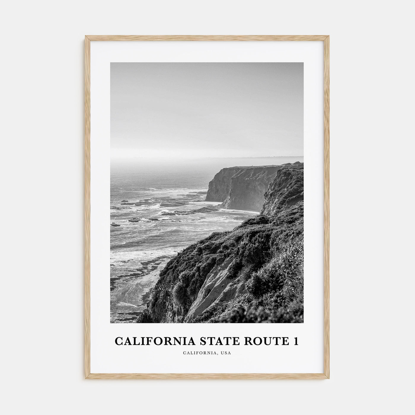 California State Route 1 Portrait B&W Poster