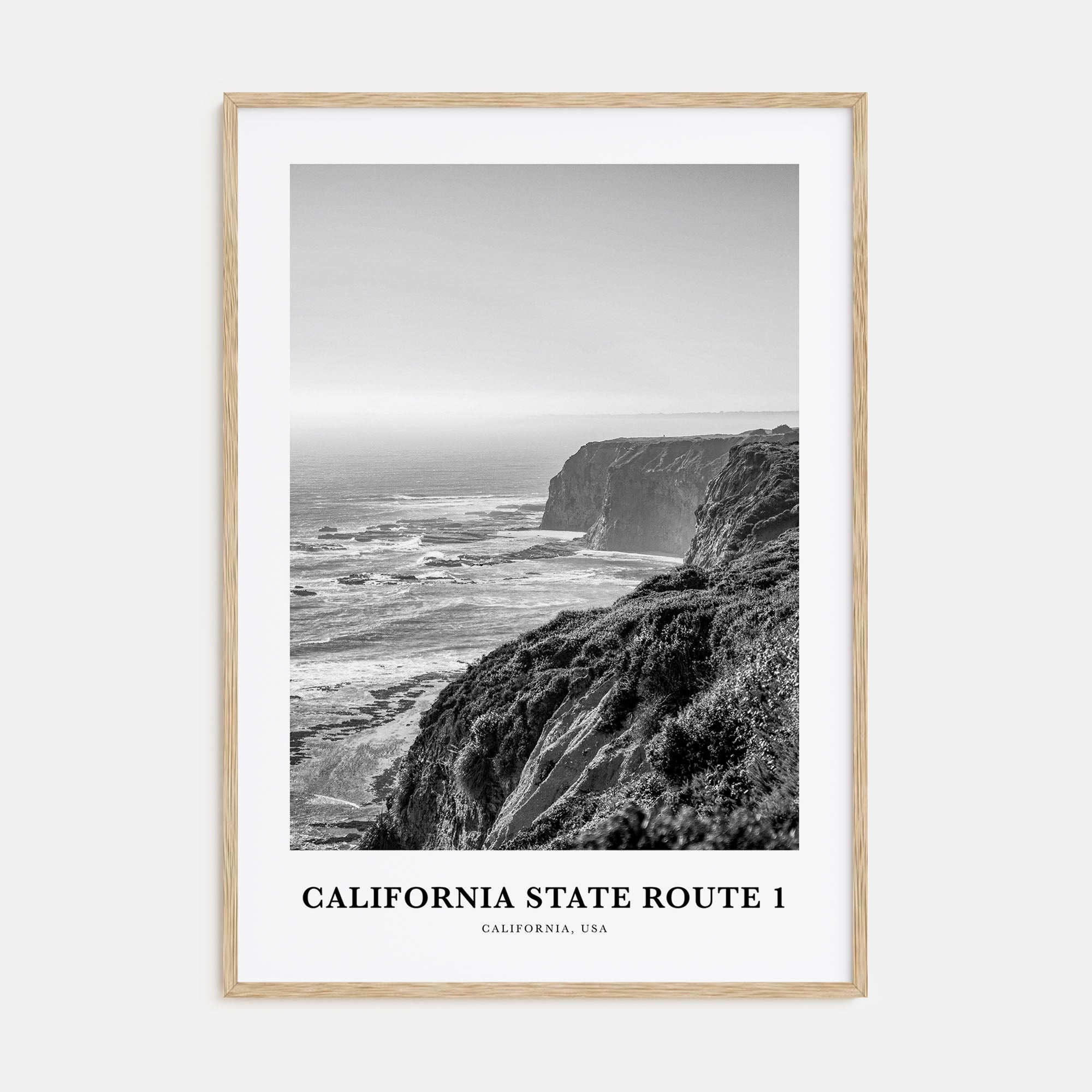 California State Route 1 Portrait B&W Poster
