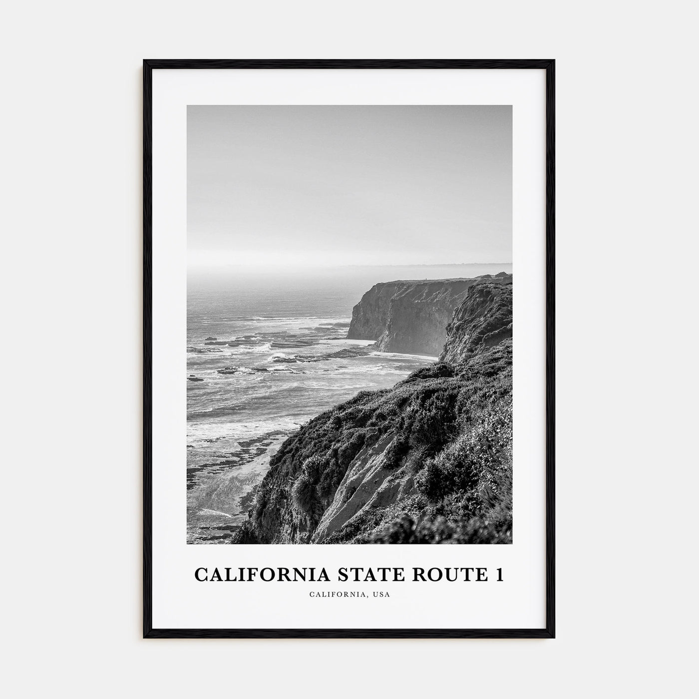 California State Route 1 Portrait B&W Poster