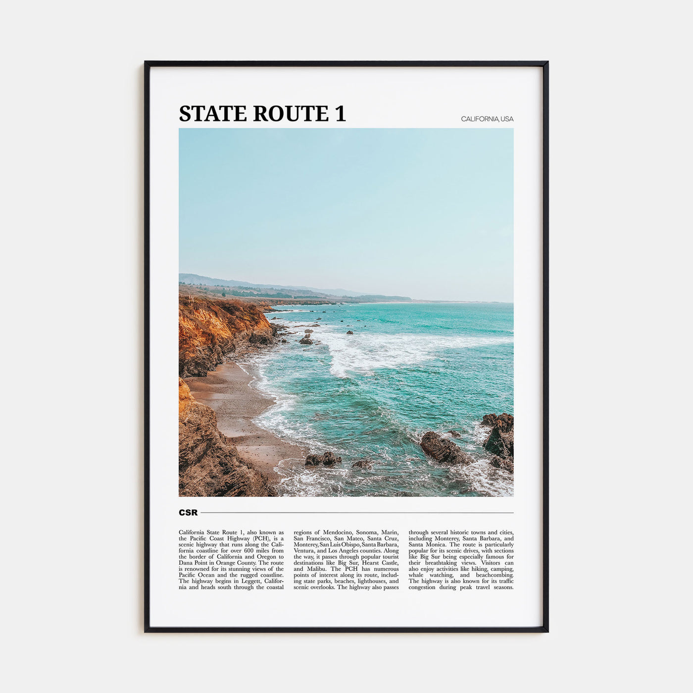 California State Route 1 Travel Color Poster