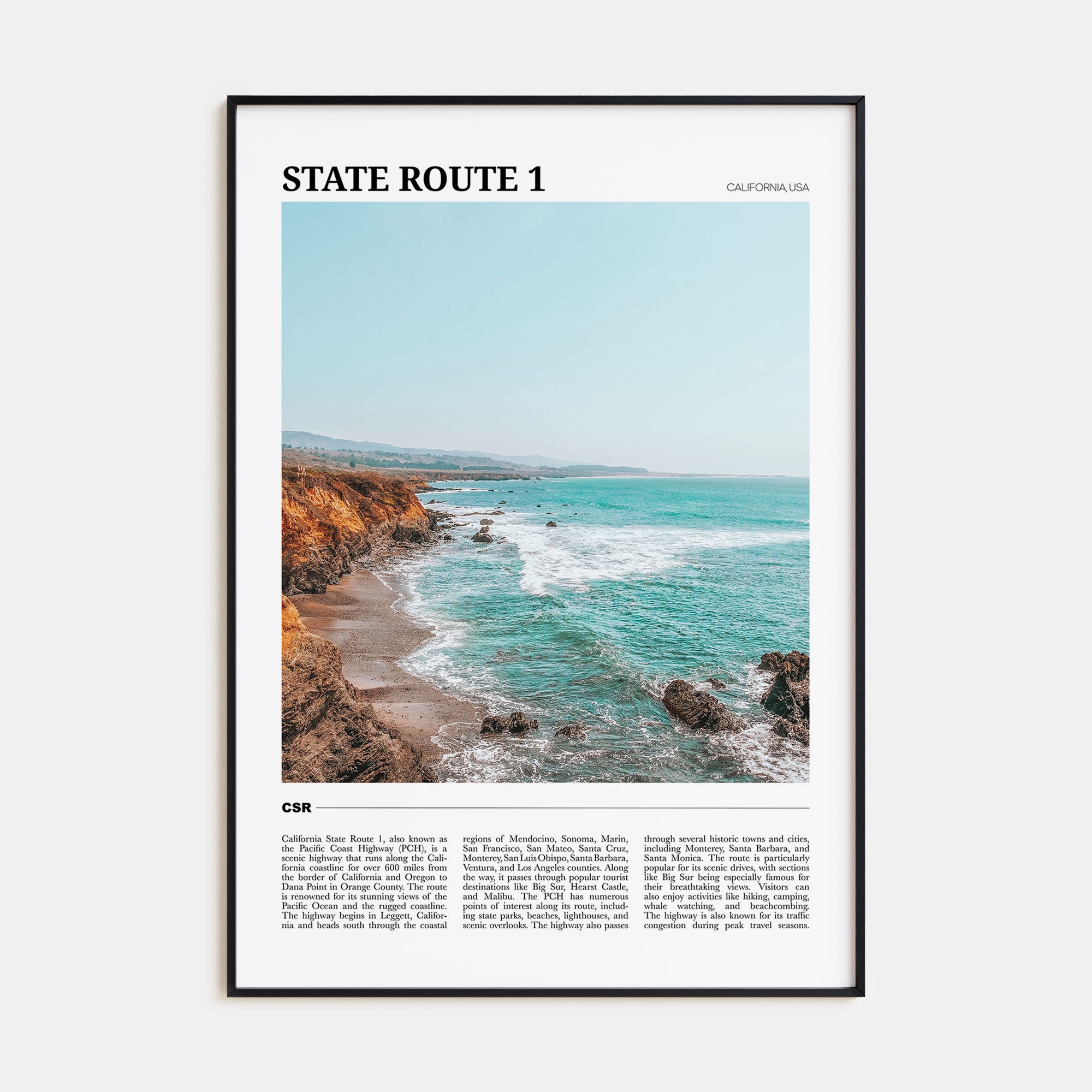 California State Route 1 Travel Color Poster