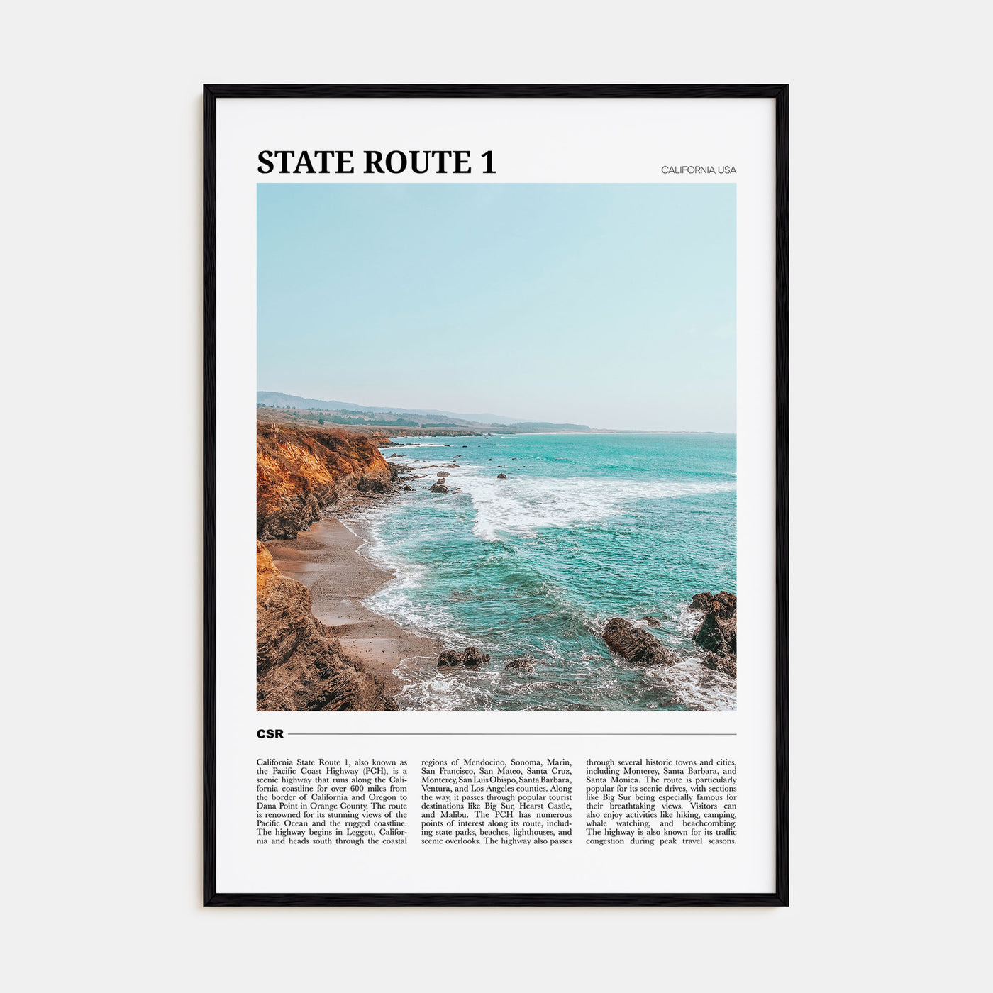 California State Route 1 Travel Color Poster