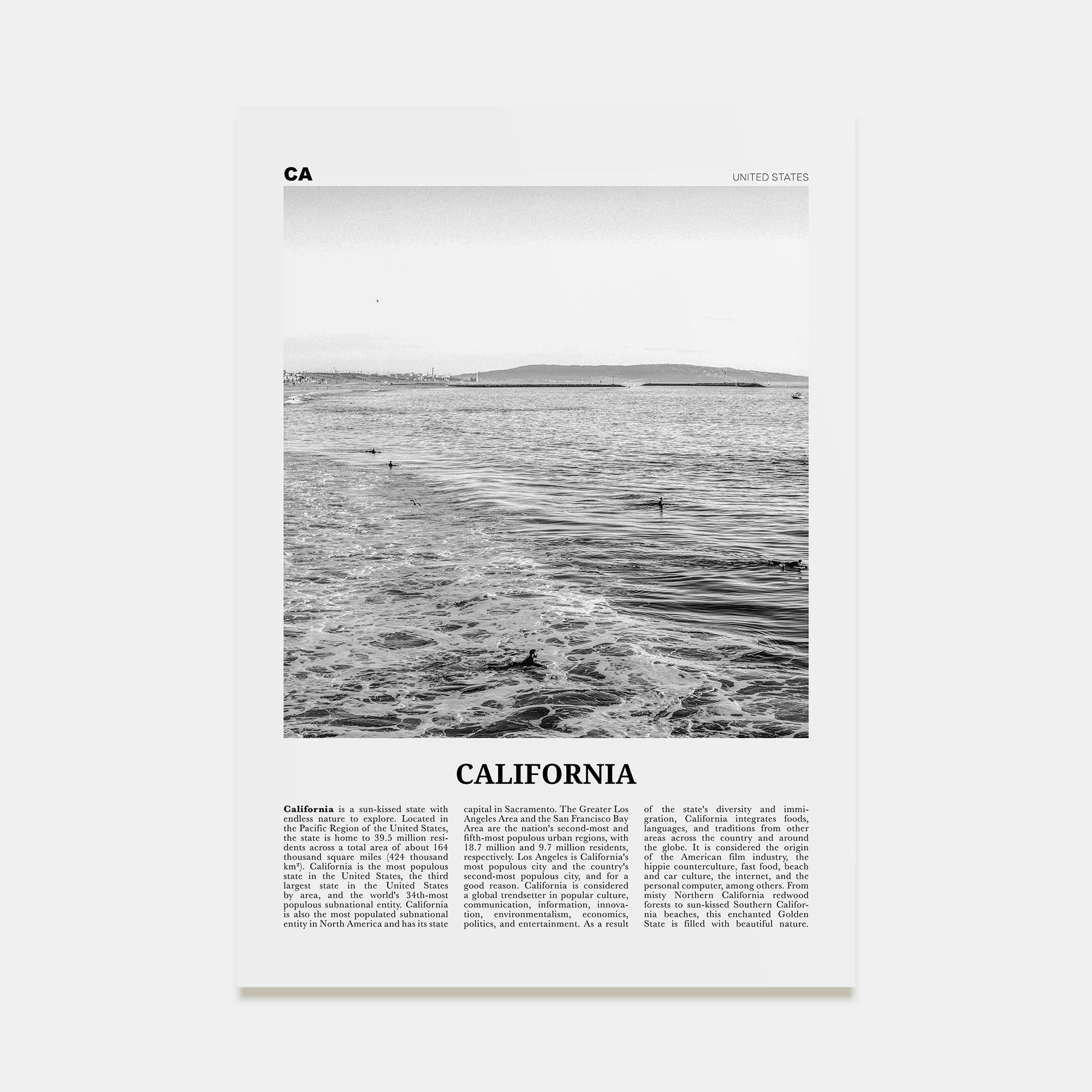 California Travel B&W No 3 Poster