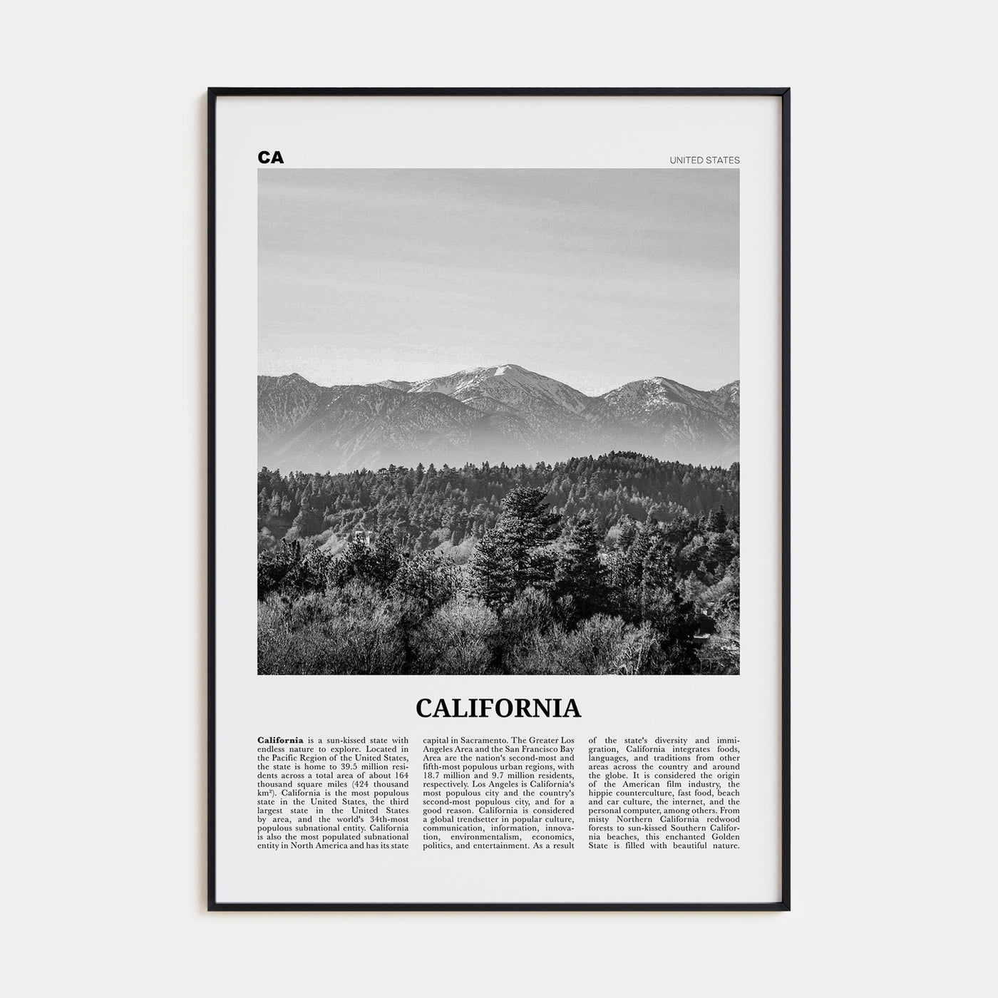 California Travel B&W No 4 Poster