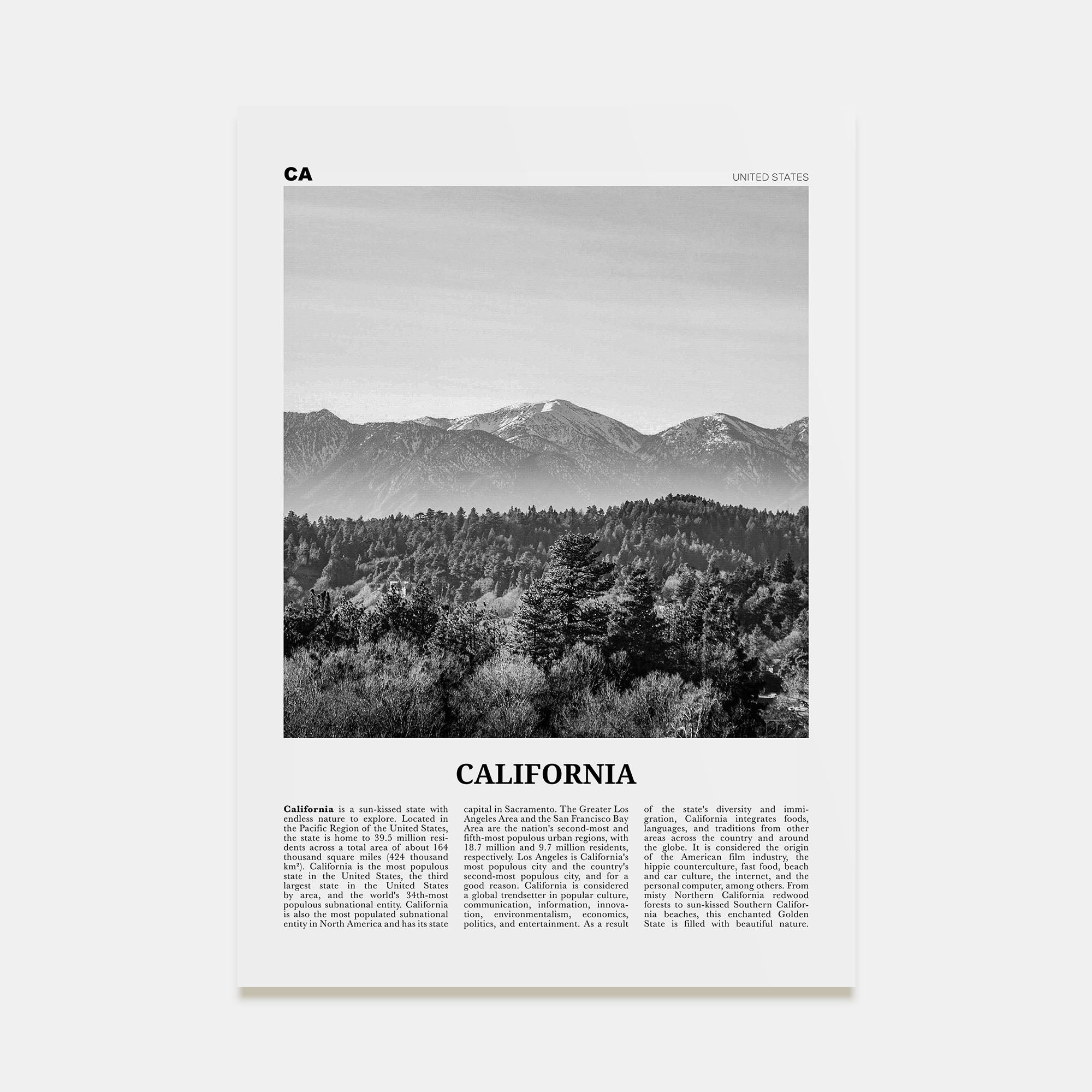 California Travel B&W No 4 Poster