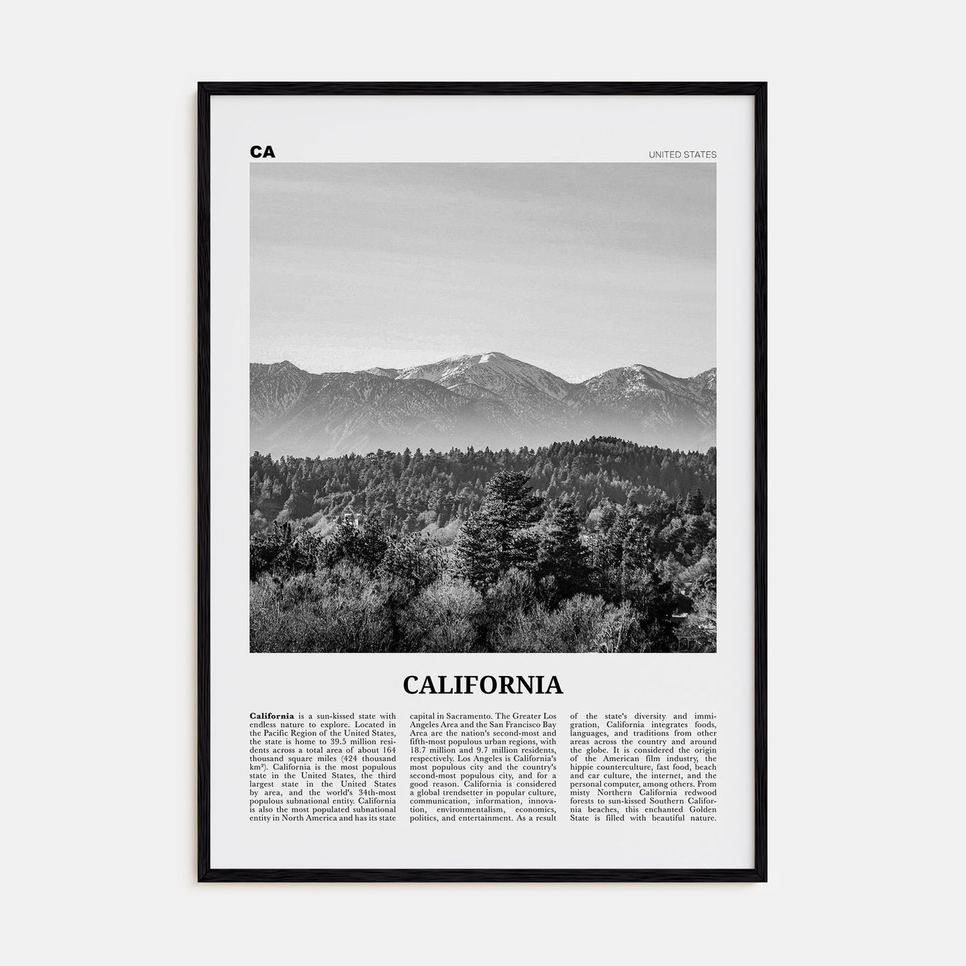 California Travel B&W No 4 Poster