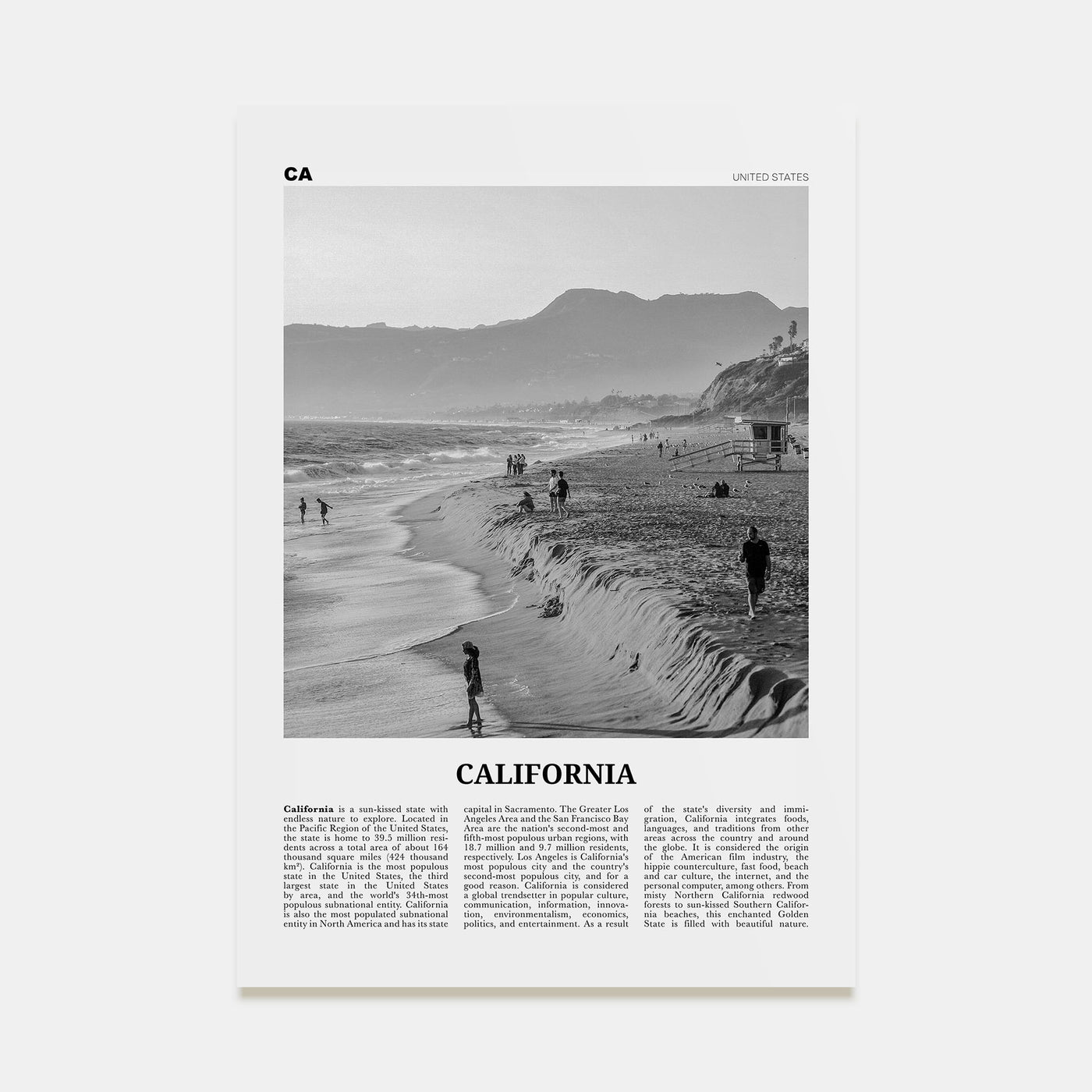 California Travel B&W No 5 Poster