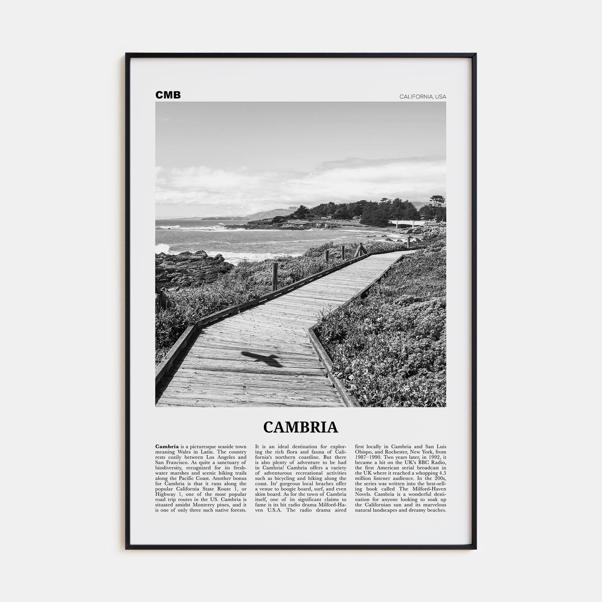 Cambria Travel B&W Poster