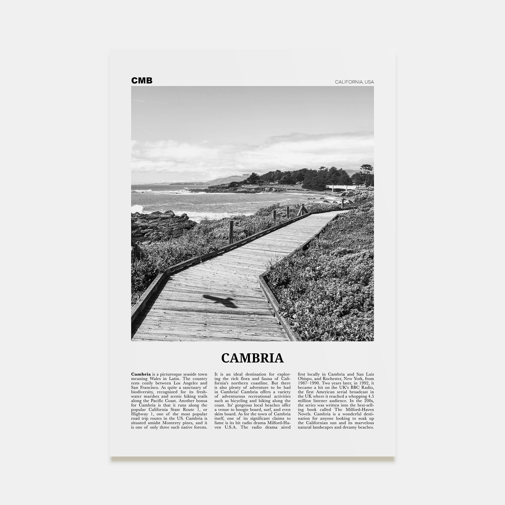 Cambria Travel B&W Poster