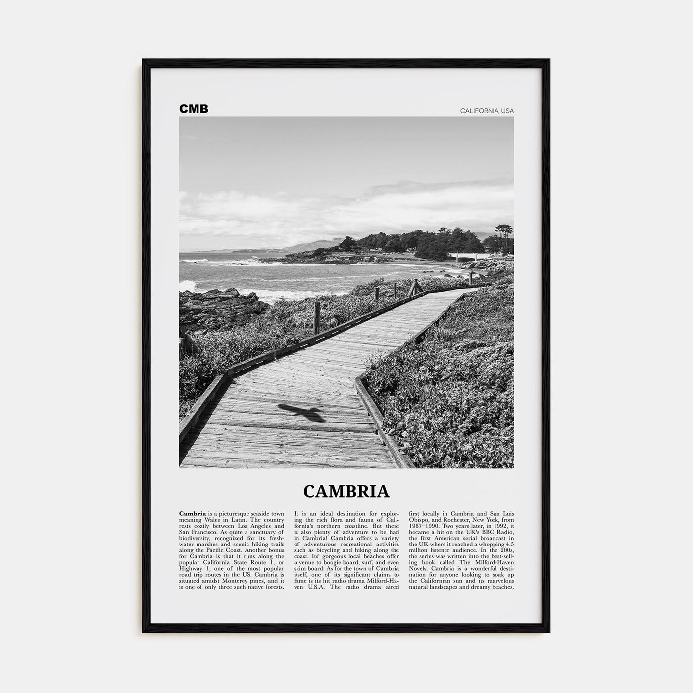 Cambria Travel B&W Poster