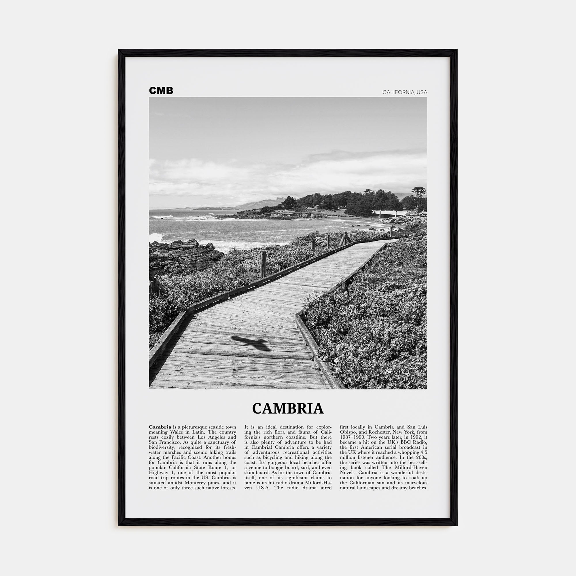 Cambria Travel B&W Poster
