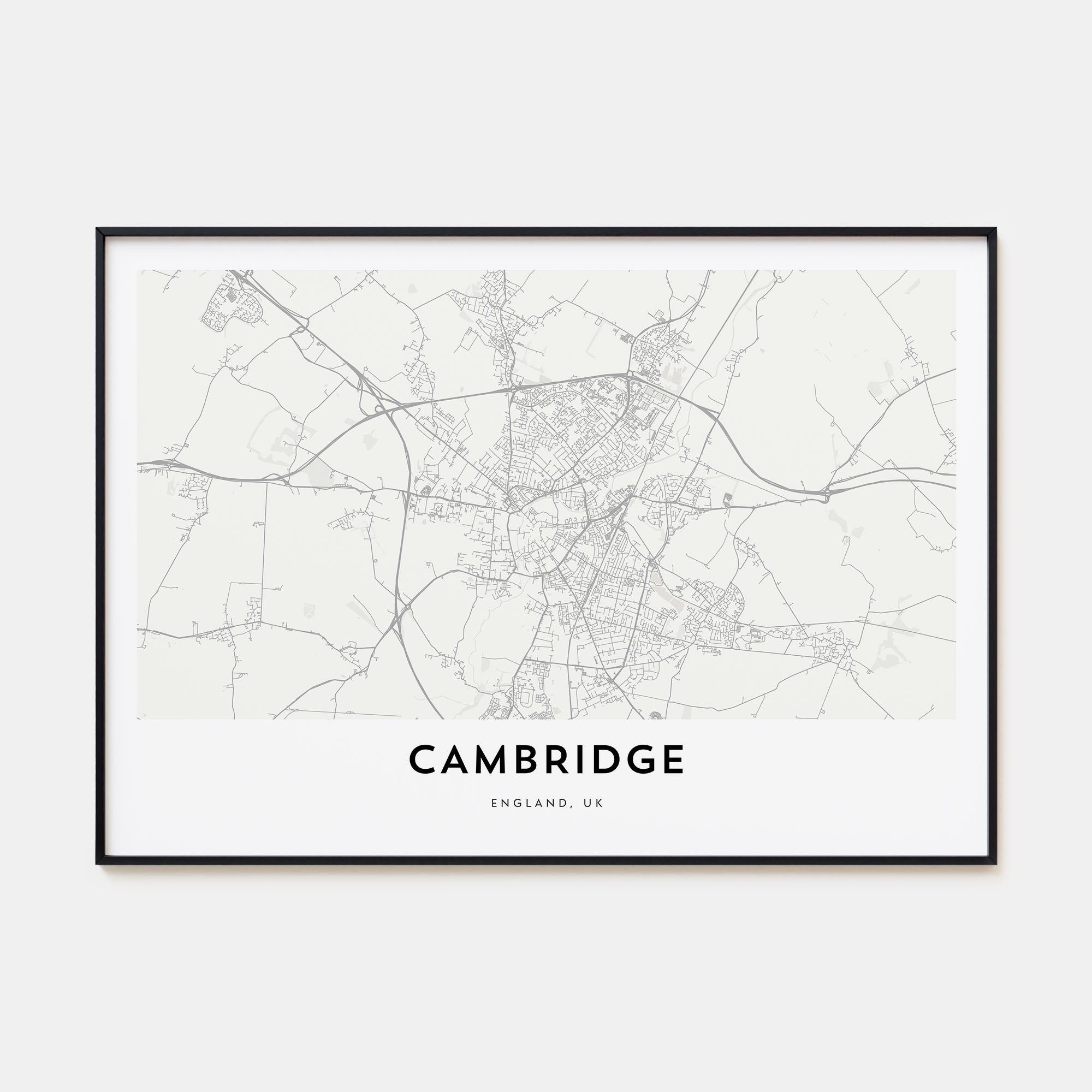 Cambridge, England Map Landscape Poster
