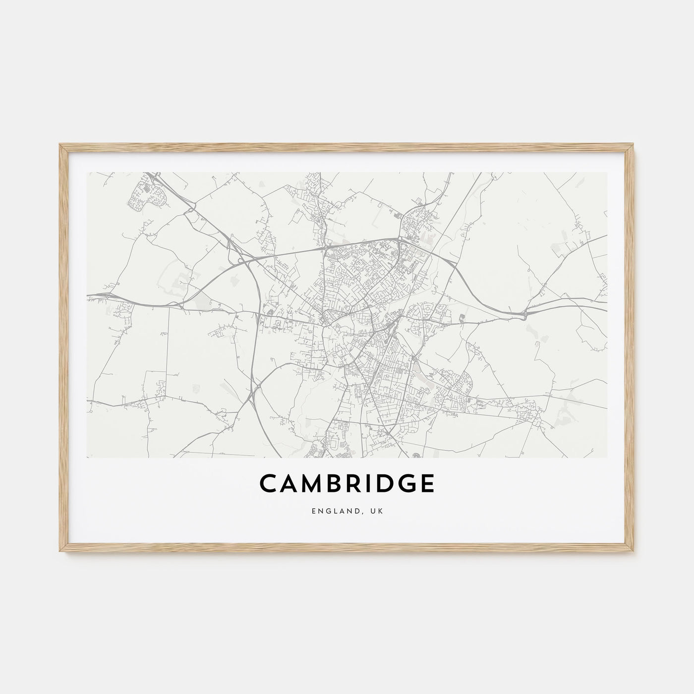 Cambridge, England Map Landscape Poster