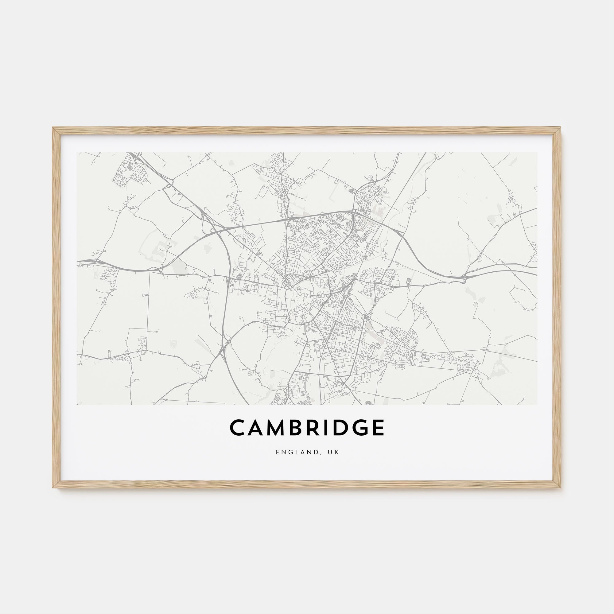 Cambridge, England Map Landscape Poster
