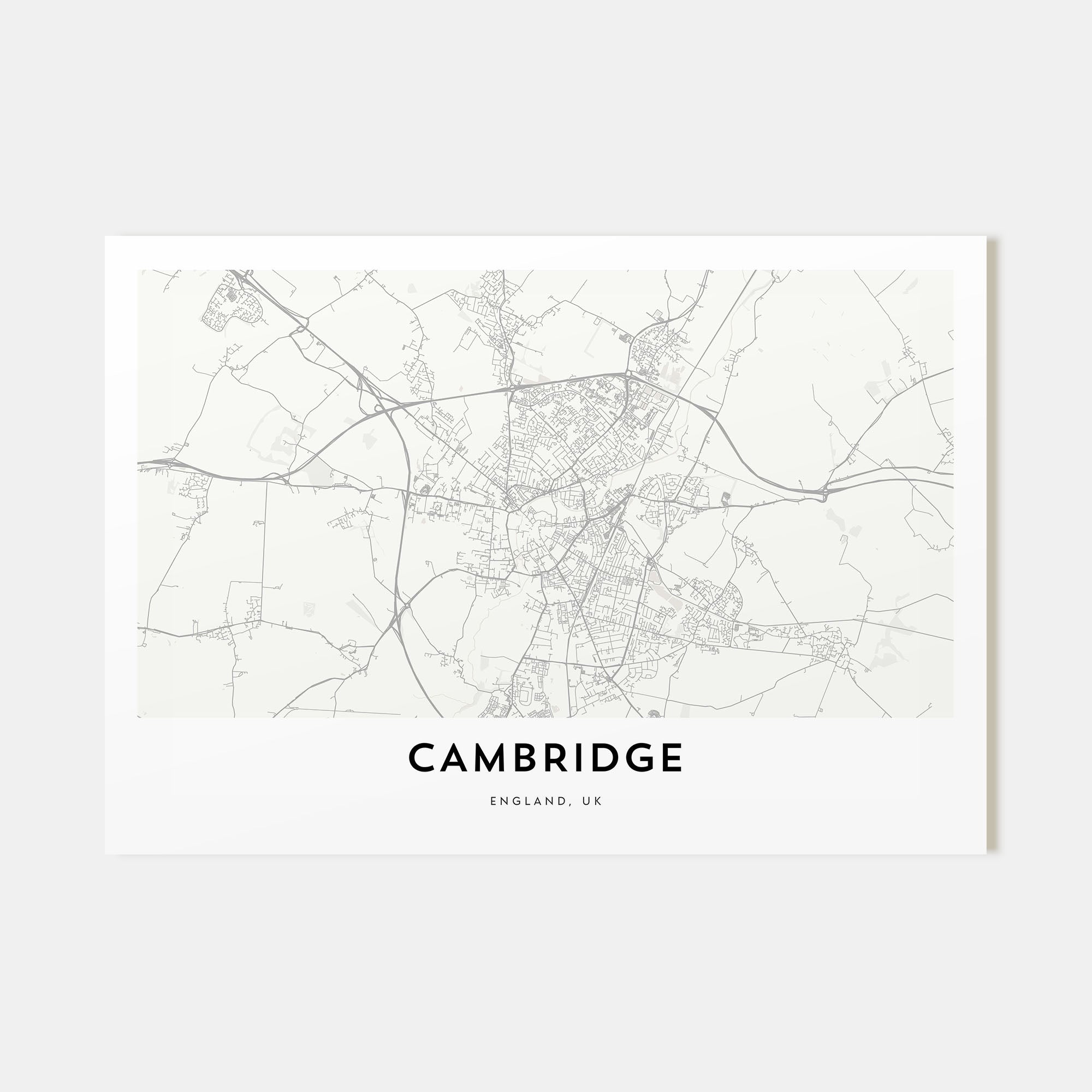 Cambridge, England Map Landscape Poster