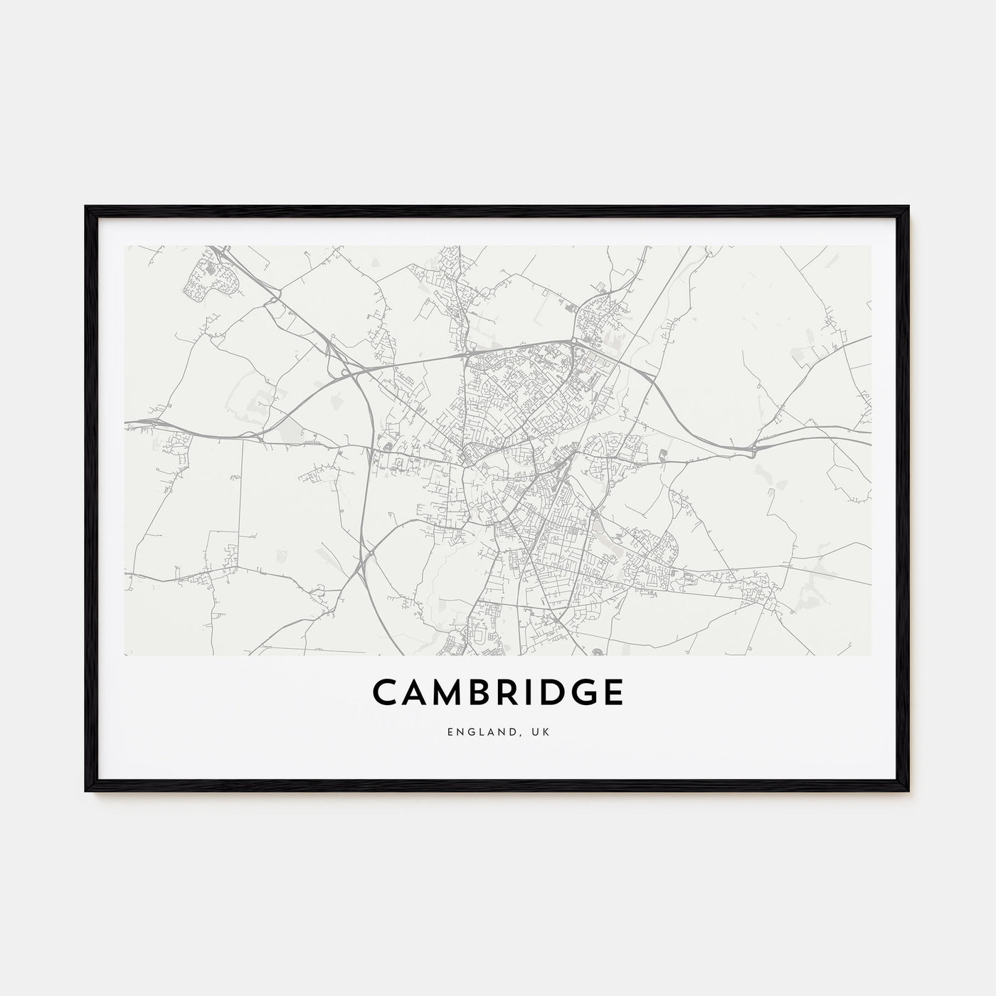Cambridge, England Map Landscape Poster