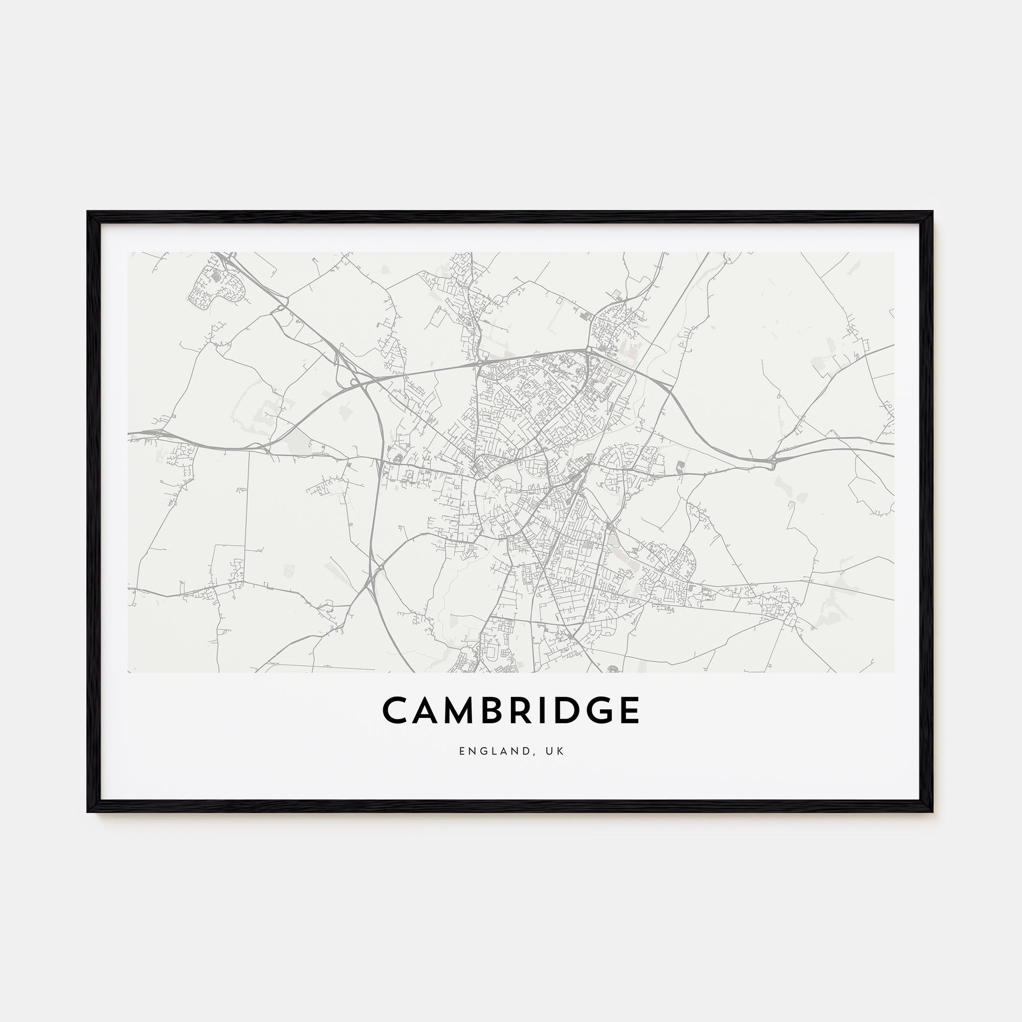 Cambridge, England Map Landscape Poster