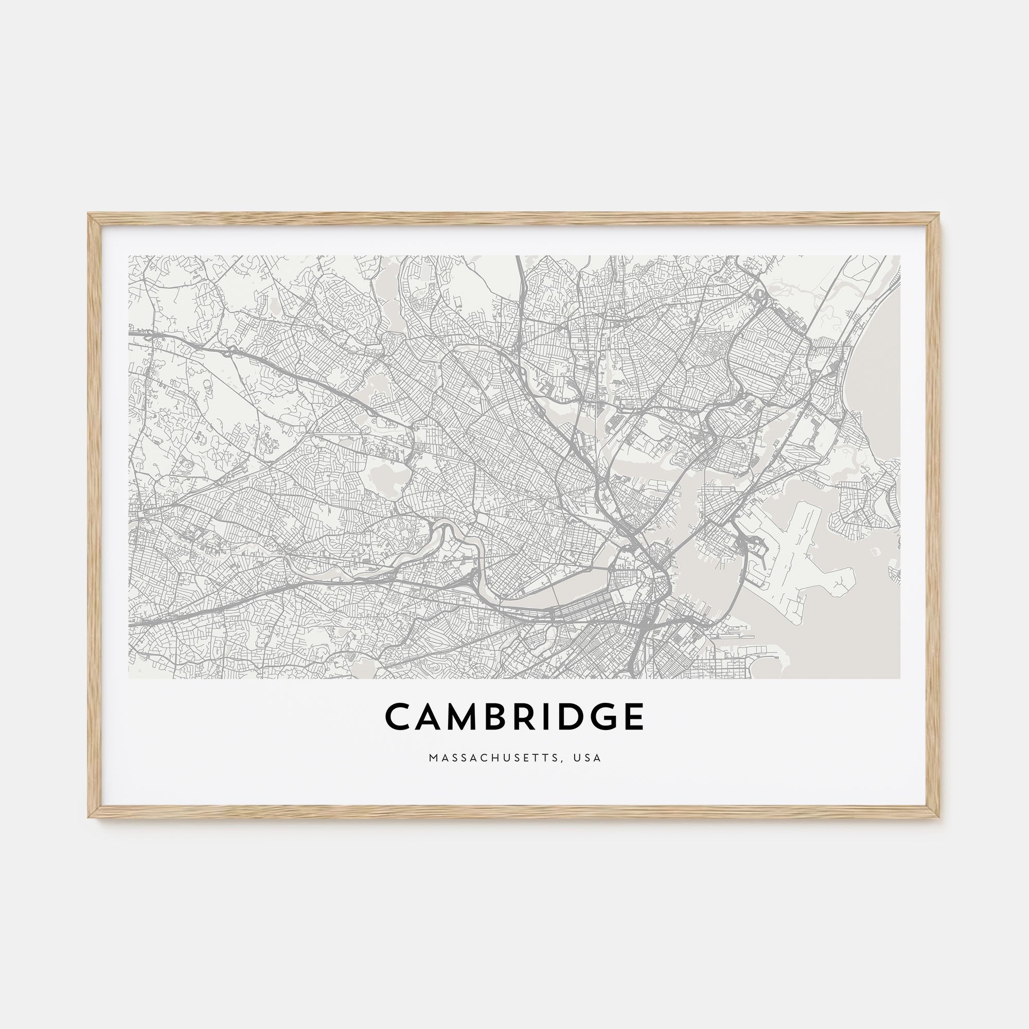 Cambridge, Massachusetts Map Landscape Poster