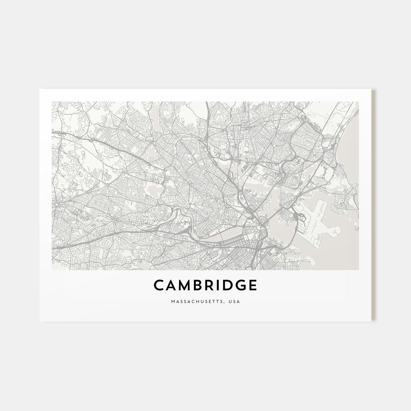 Cambridge, Massachusetts Map Landscape Poster