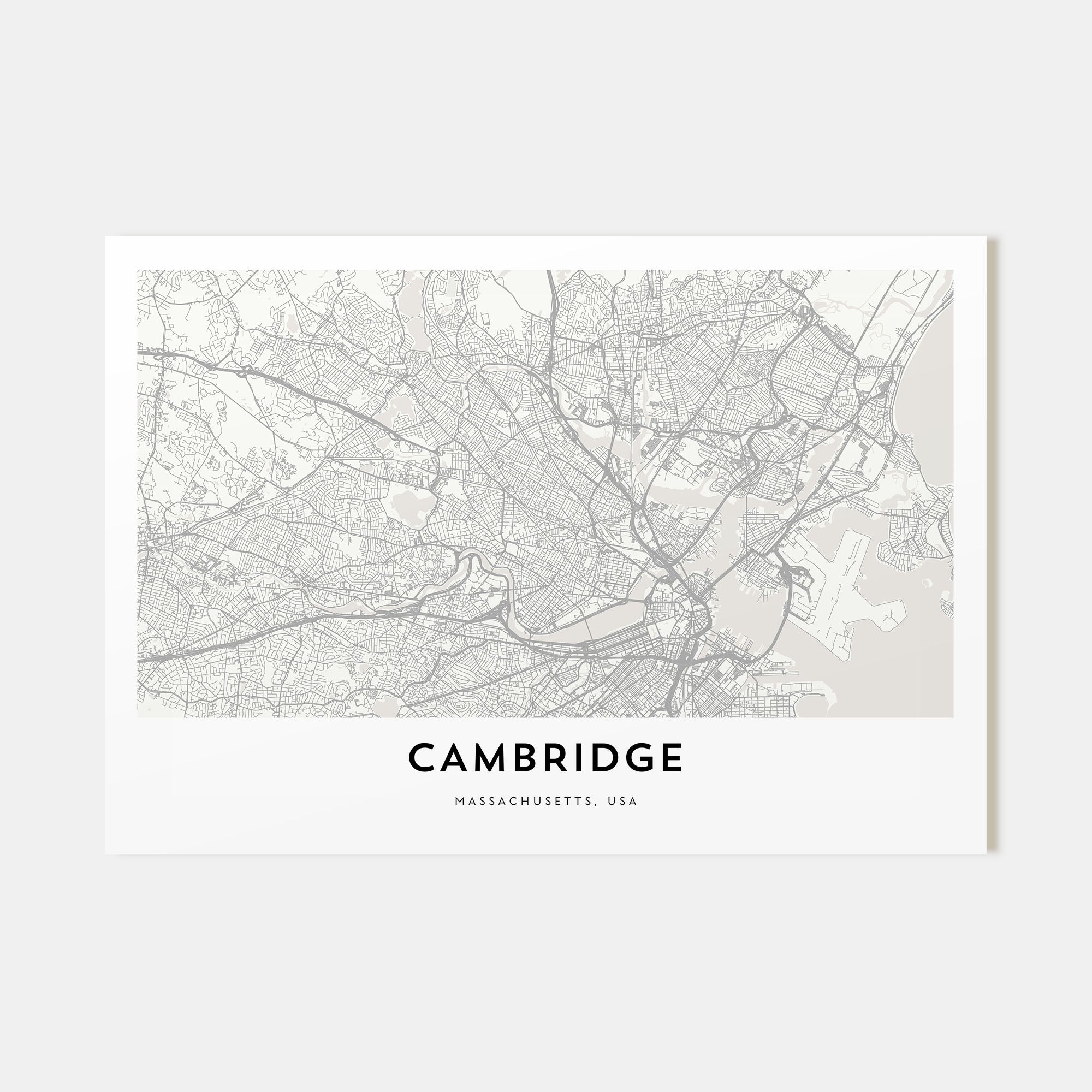 Cambridge, Massachusetts Map Landscape Poster