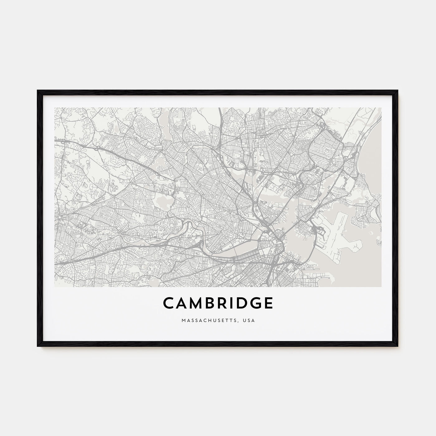 Cambridge, Massachusetts Map Landscape Poster