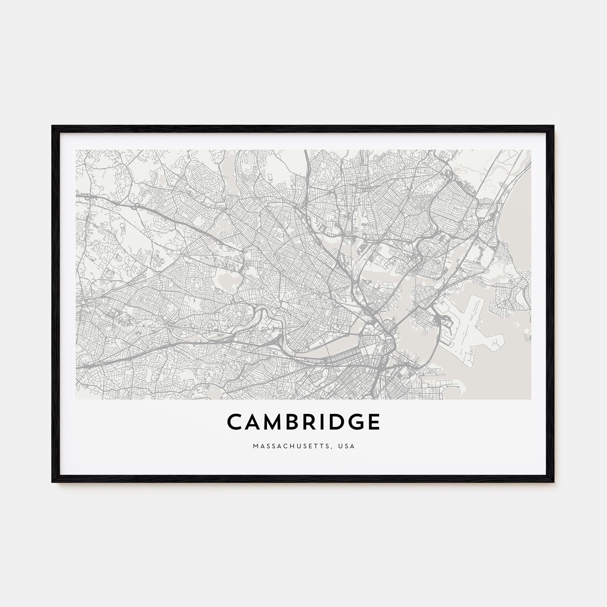 Cambridge, Massachusetts Map Landscape Poster