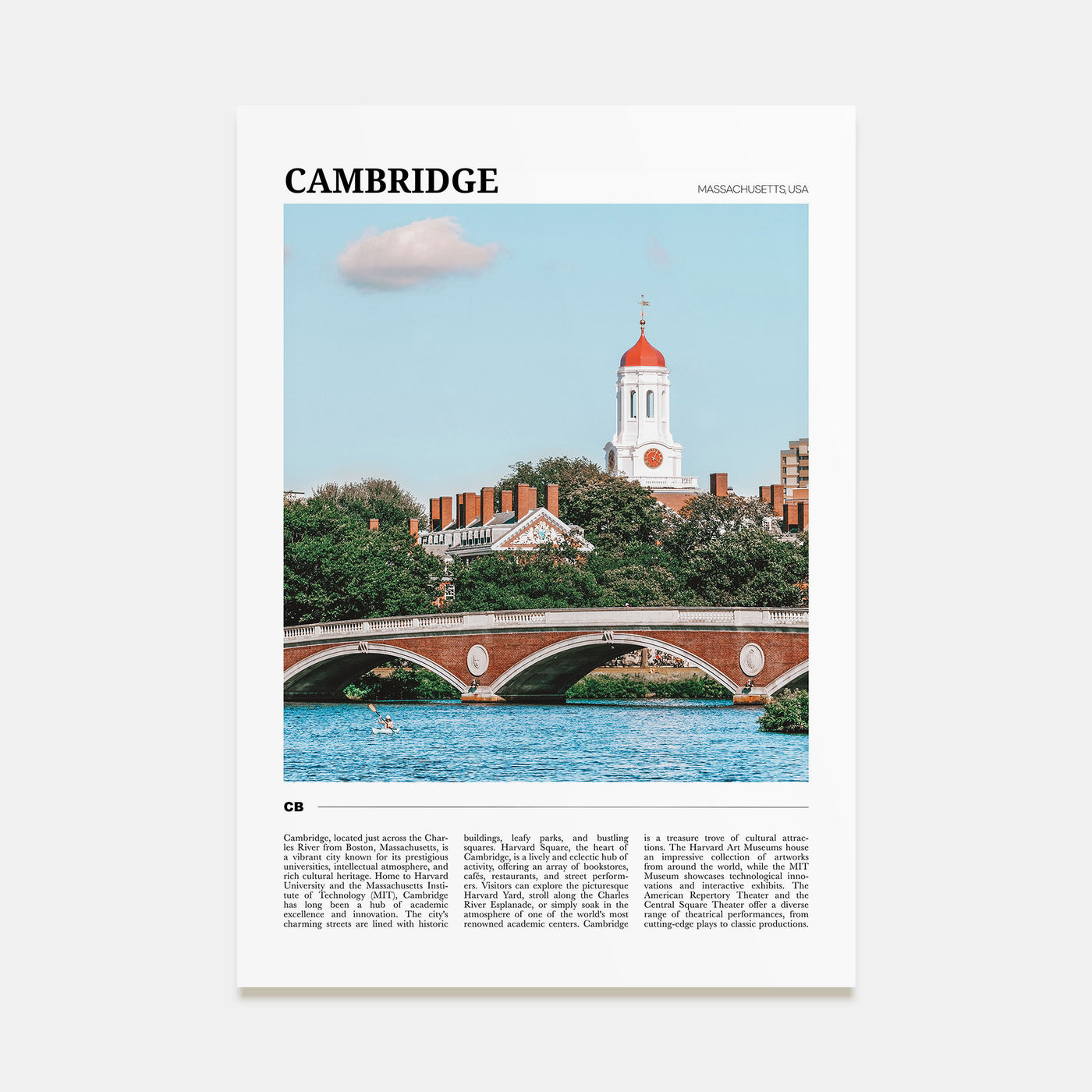 Cambridge, Massachusetts Travel Color Poster