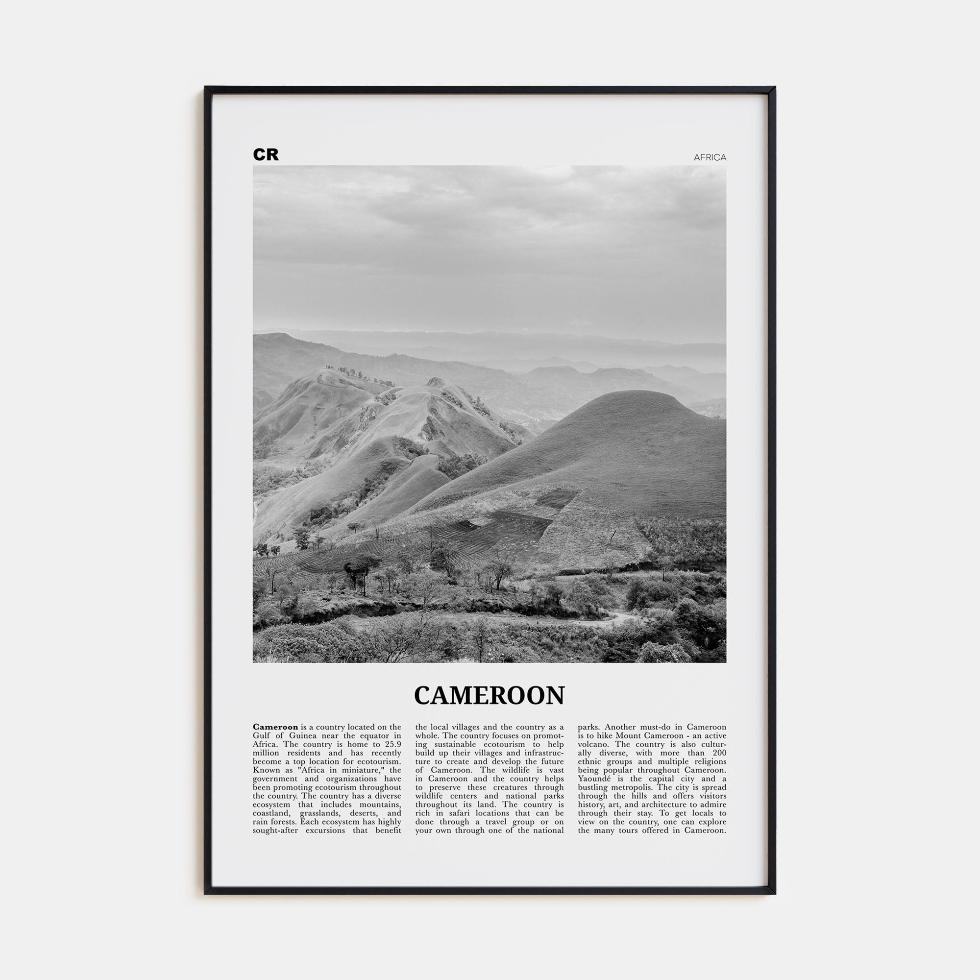 Cameroon Travel B&W Poster
