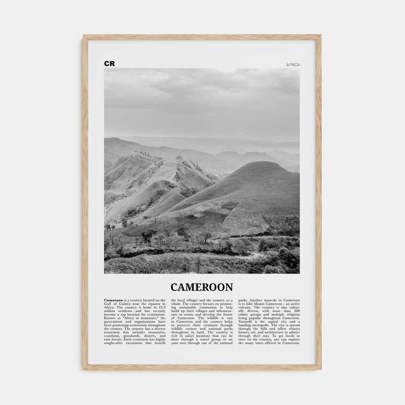 Cameroon Travel B&W Poster